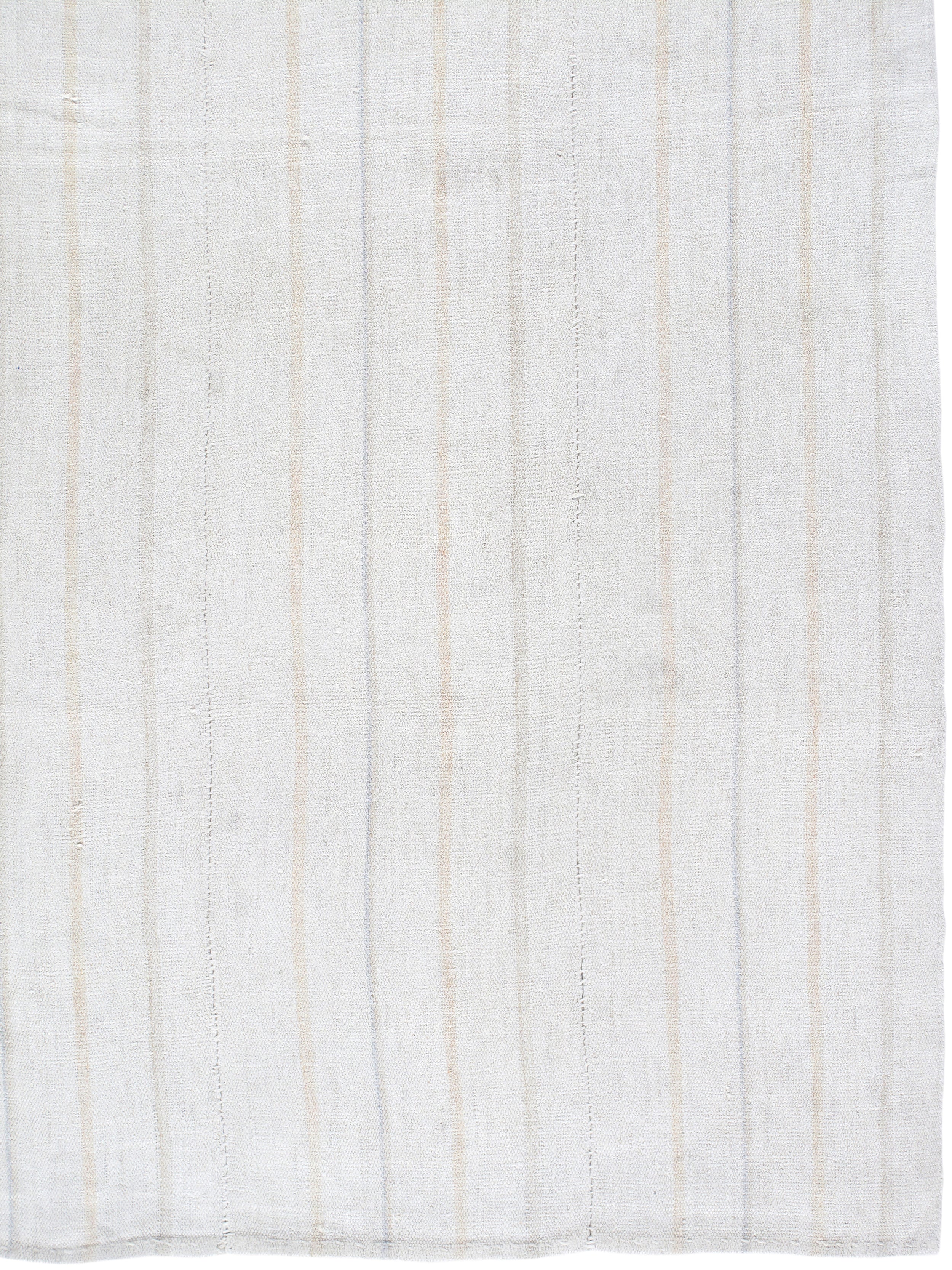 Ivory Flatweave Rug with Subtle Beige Vertical Lines