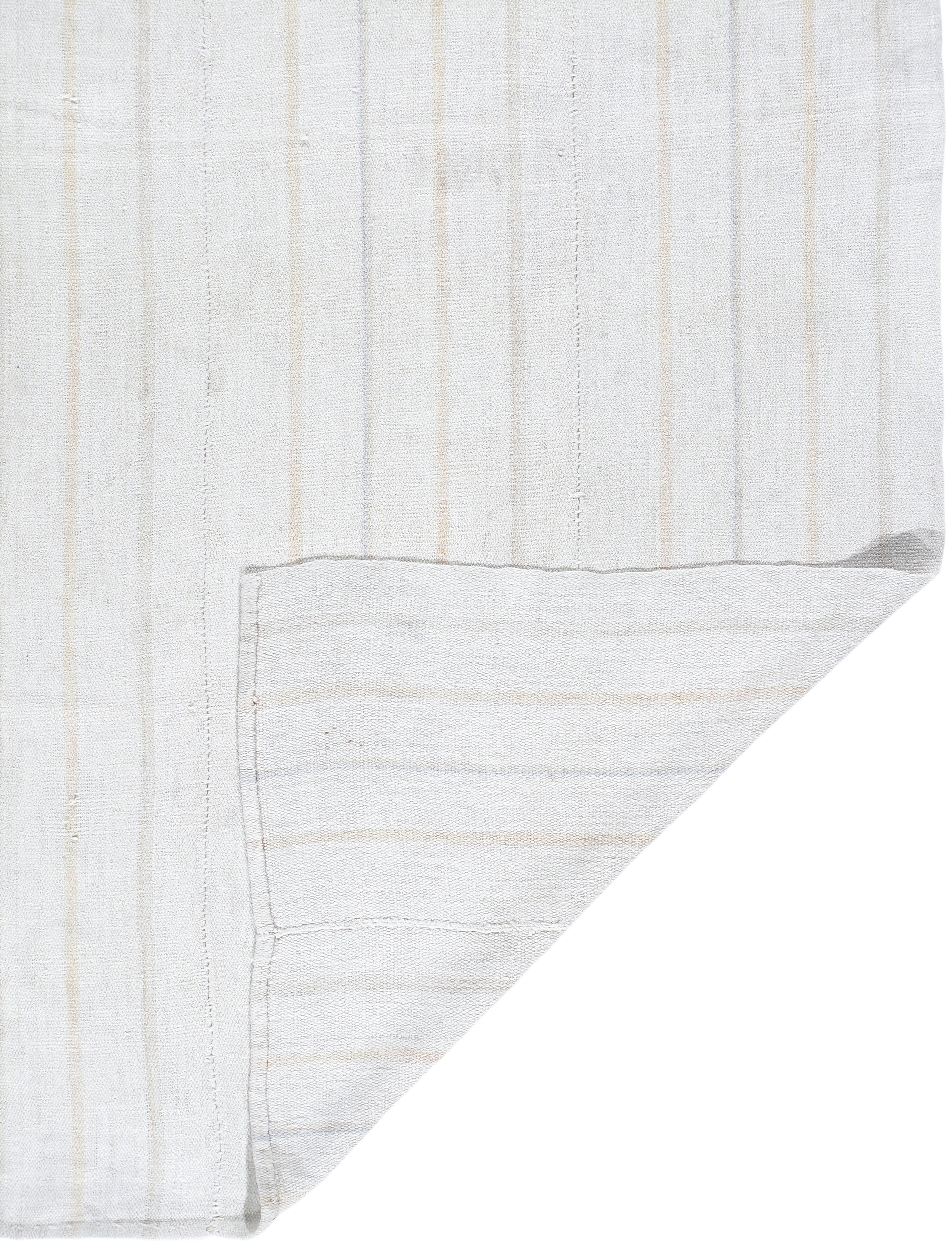 Ivory Flatweave Rug with Subtle Beige Vertical Lines