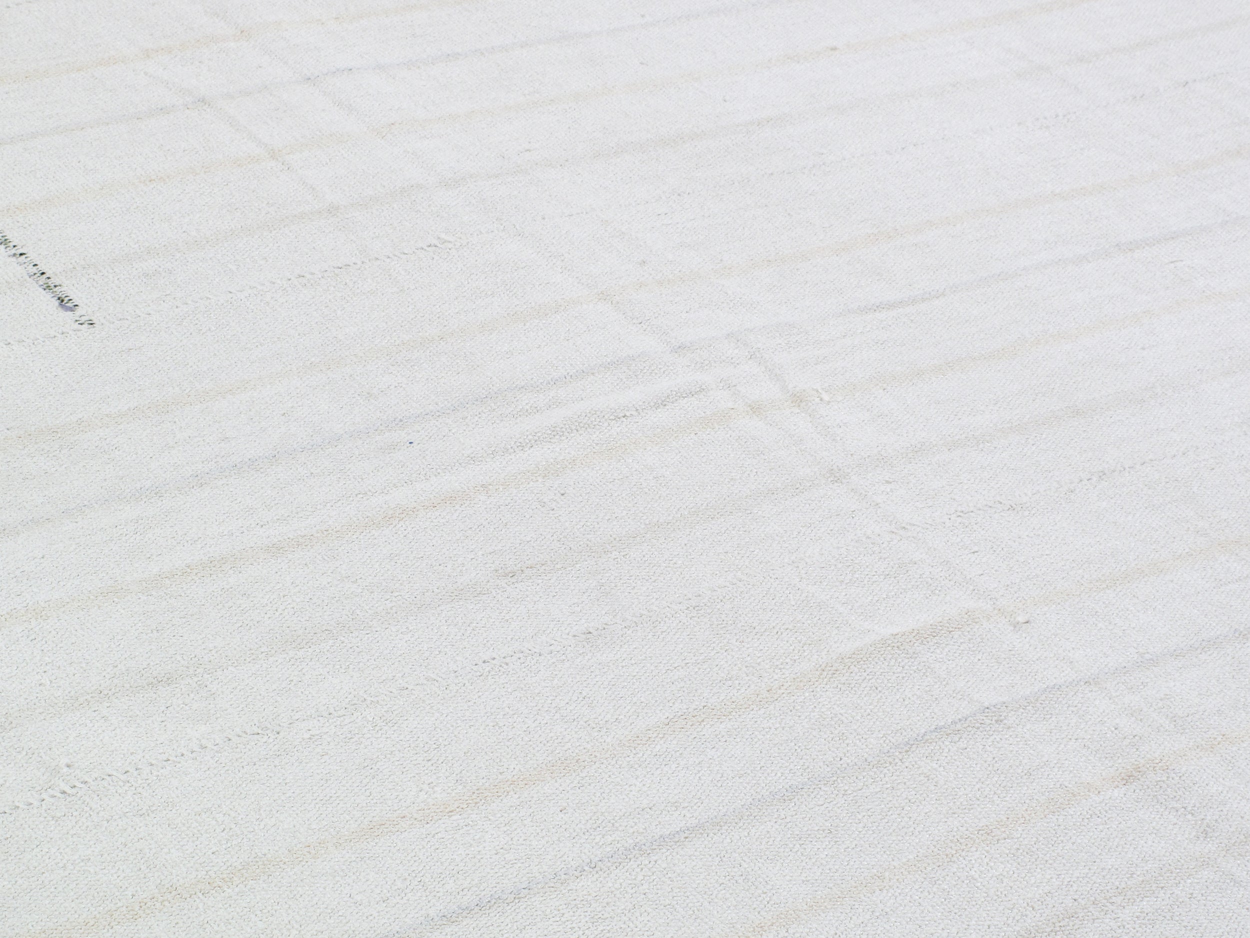 Ivory Flatweave Rug with Subtle Beige Vertical Lines
