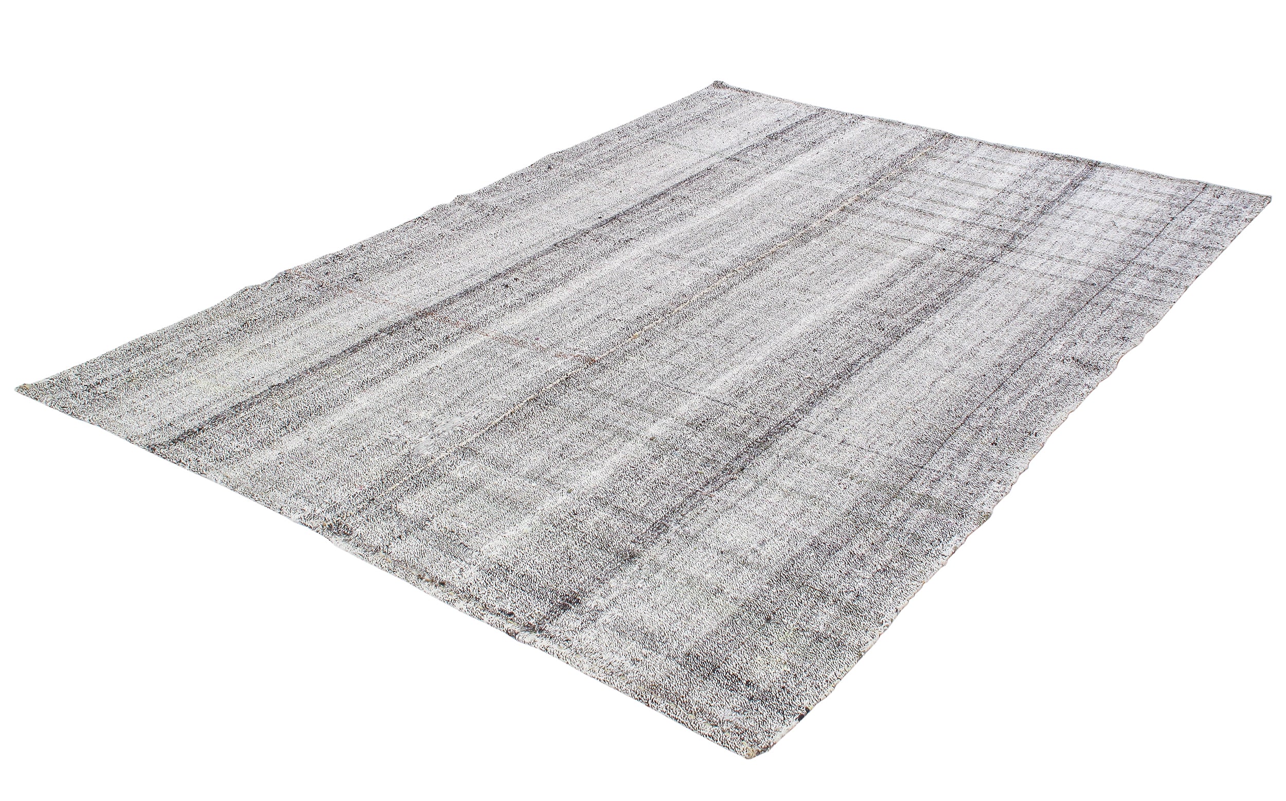 Gray Flatweave Rug with Faded Checkered Grid Pattern