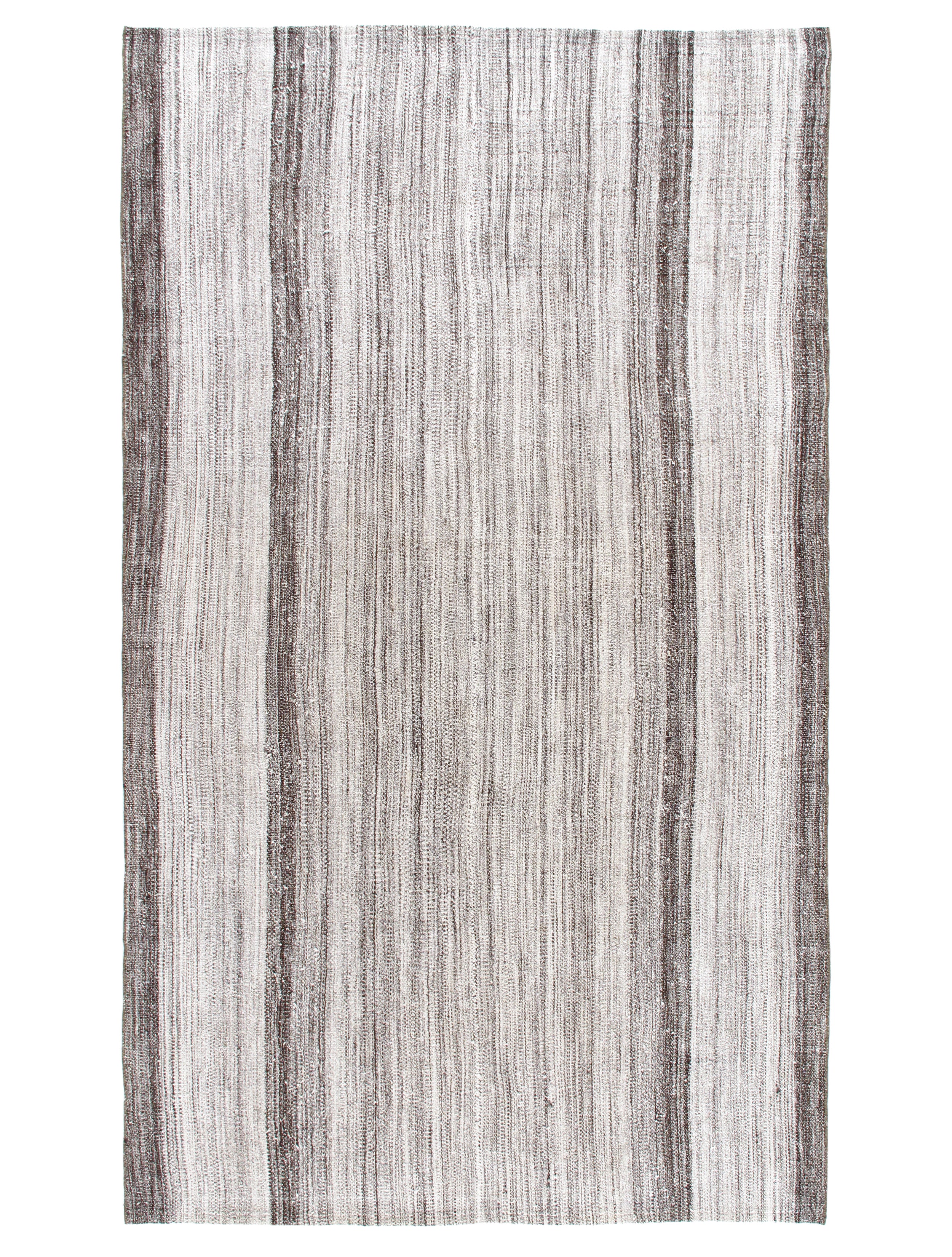 Ivory and Charcoal Flatweave Rug with Bold Vertical Stripes