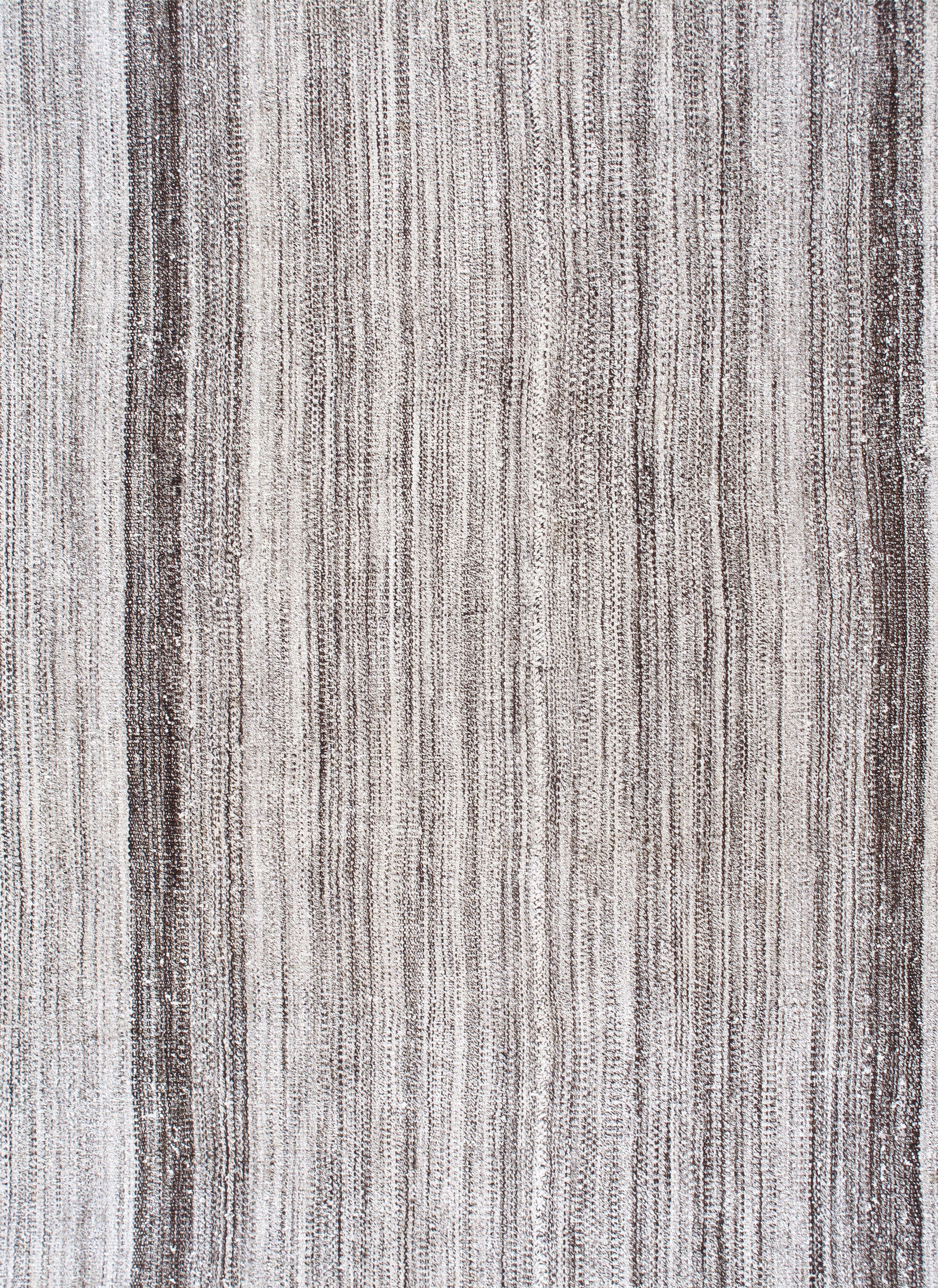 Ivory and Charcoal Flatweave Rug with Bold Vertical Stripes