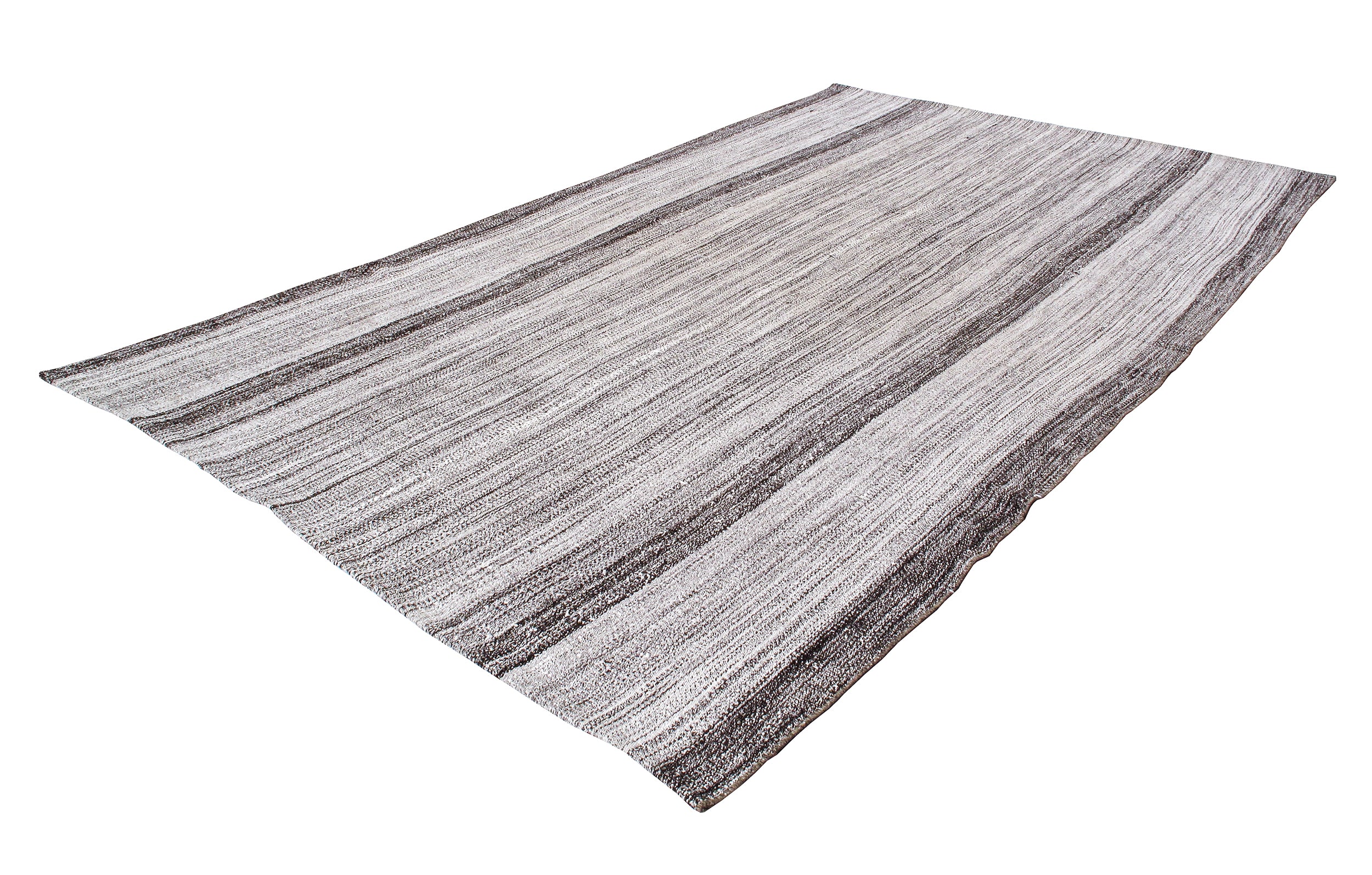 Ivory and Charcoal Flatweave Rug with Bold Vertical Stripes