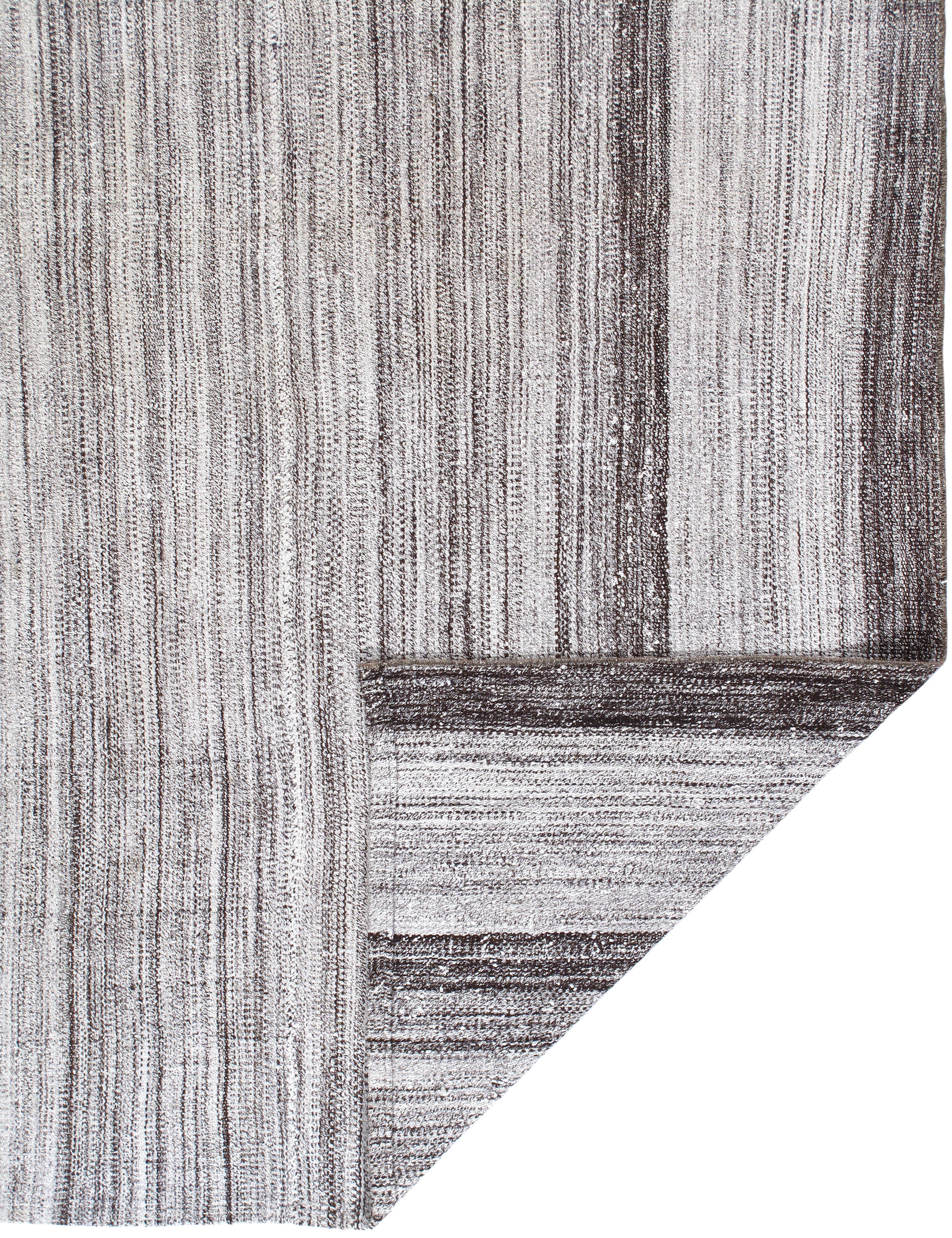 Ivory and Charcoal Flatweave Rug with Bold Vertical Stripes