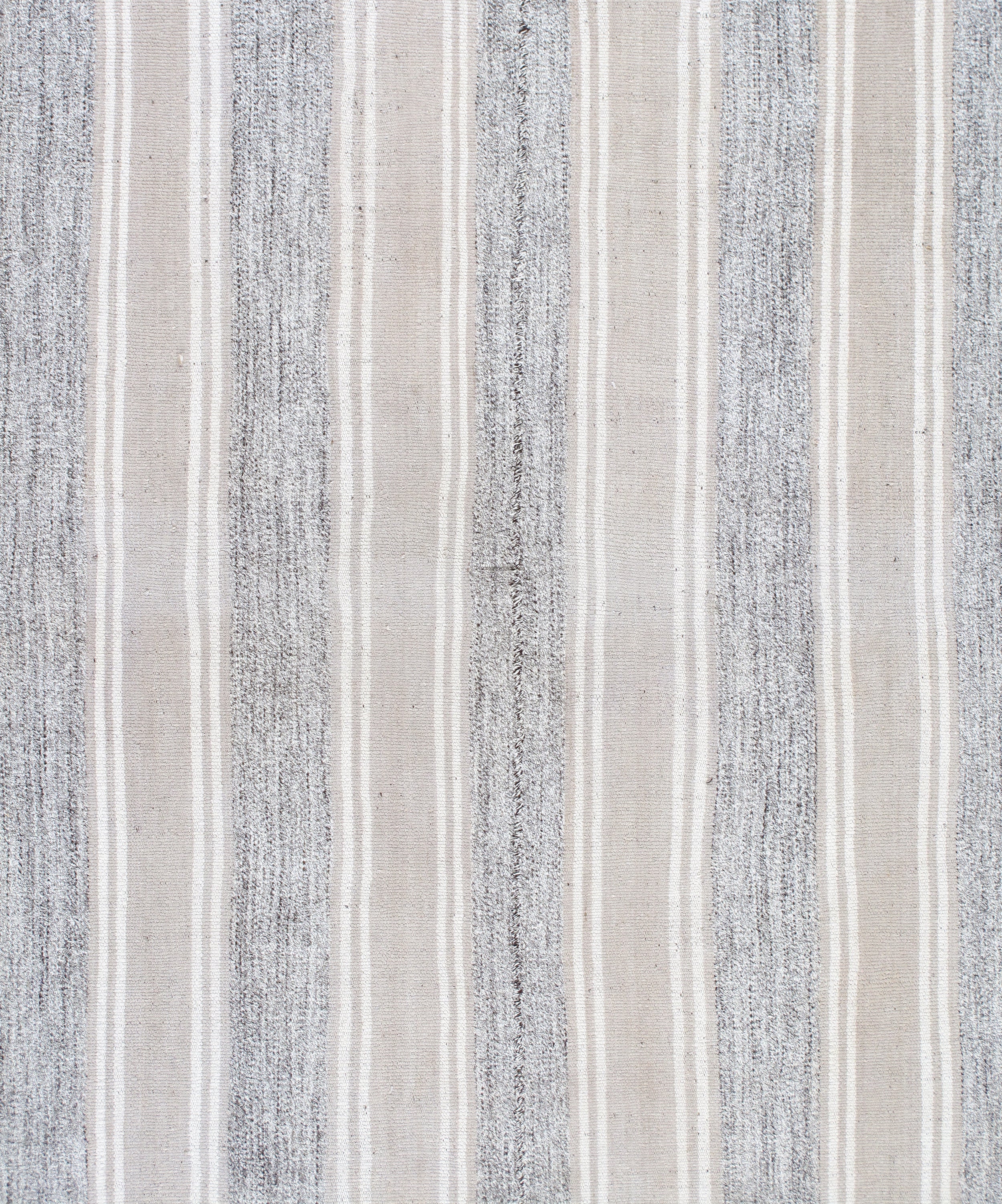 Ivory and Slate Flatweave Rug with Narrow Vertical Stripes