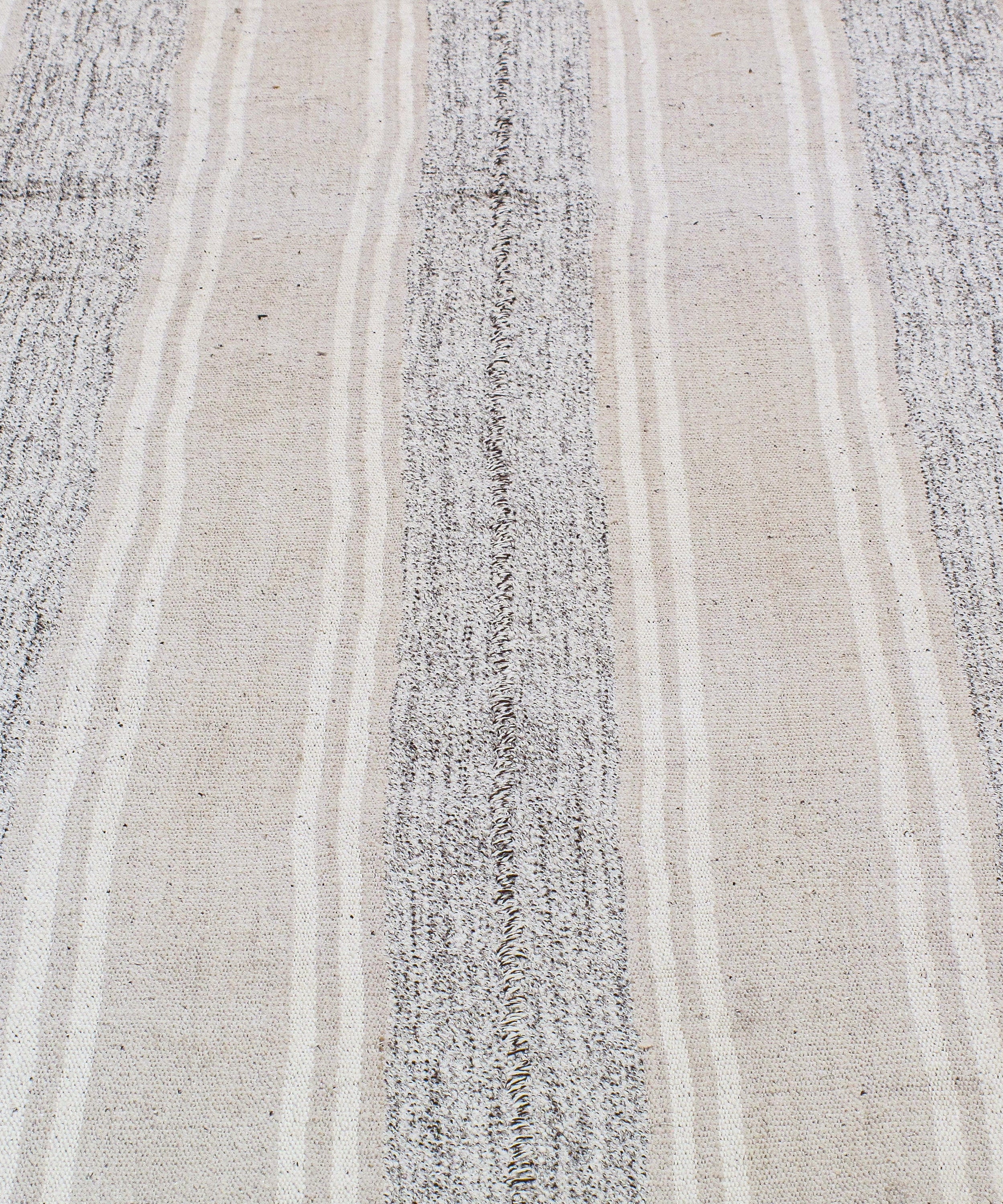 Ivory and Slate Flatweave Rug with Narrow Vertical Stripes