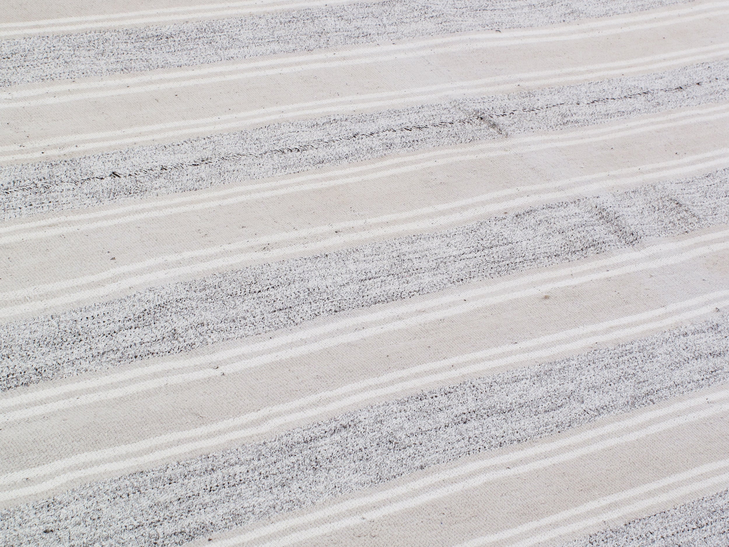 Ivory and Slate Flatweave Rug with Narrow Vertical Stripes