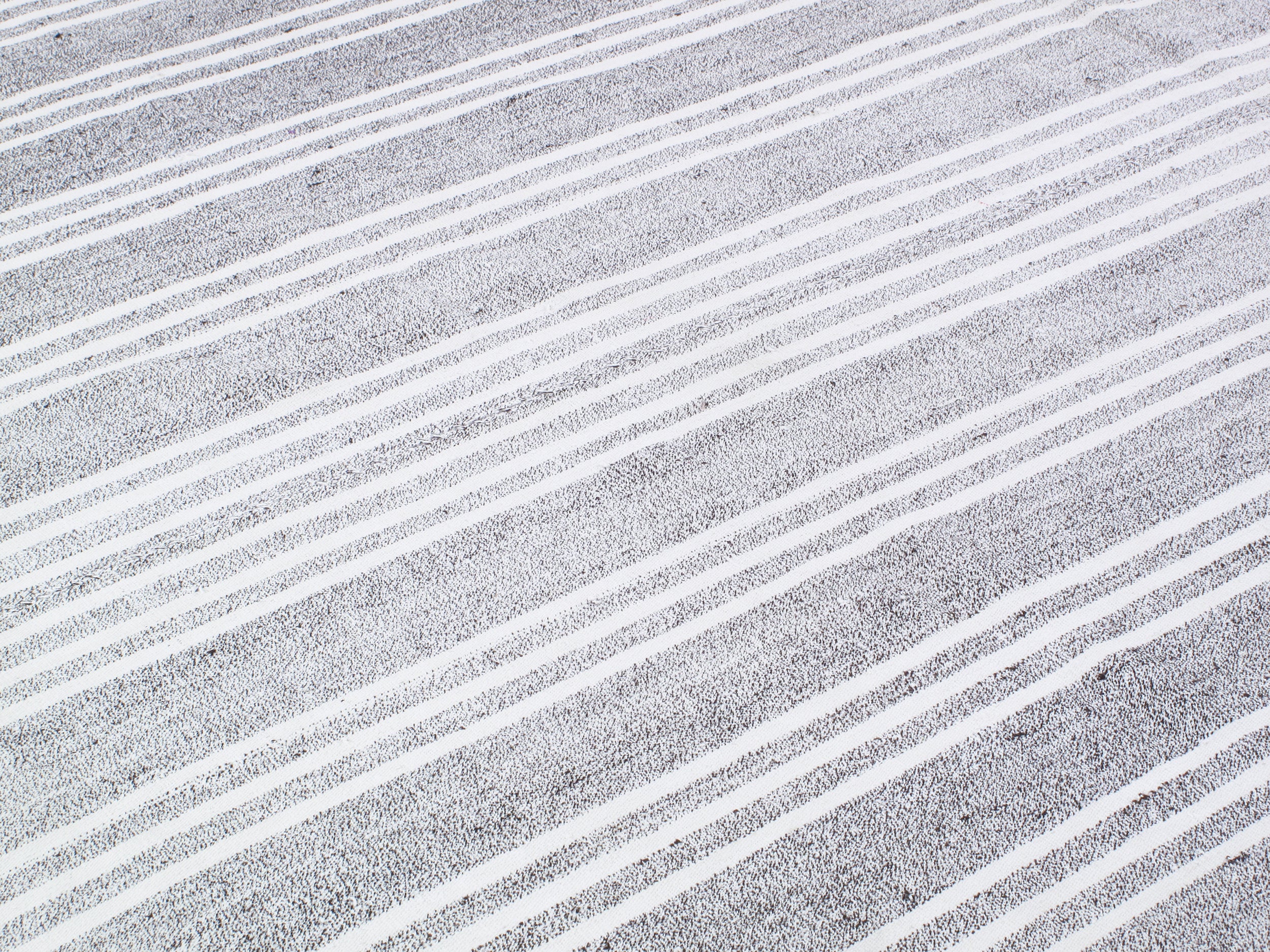 Monochrome Flatweave Rug with Bold Ivory Stripe Detailing