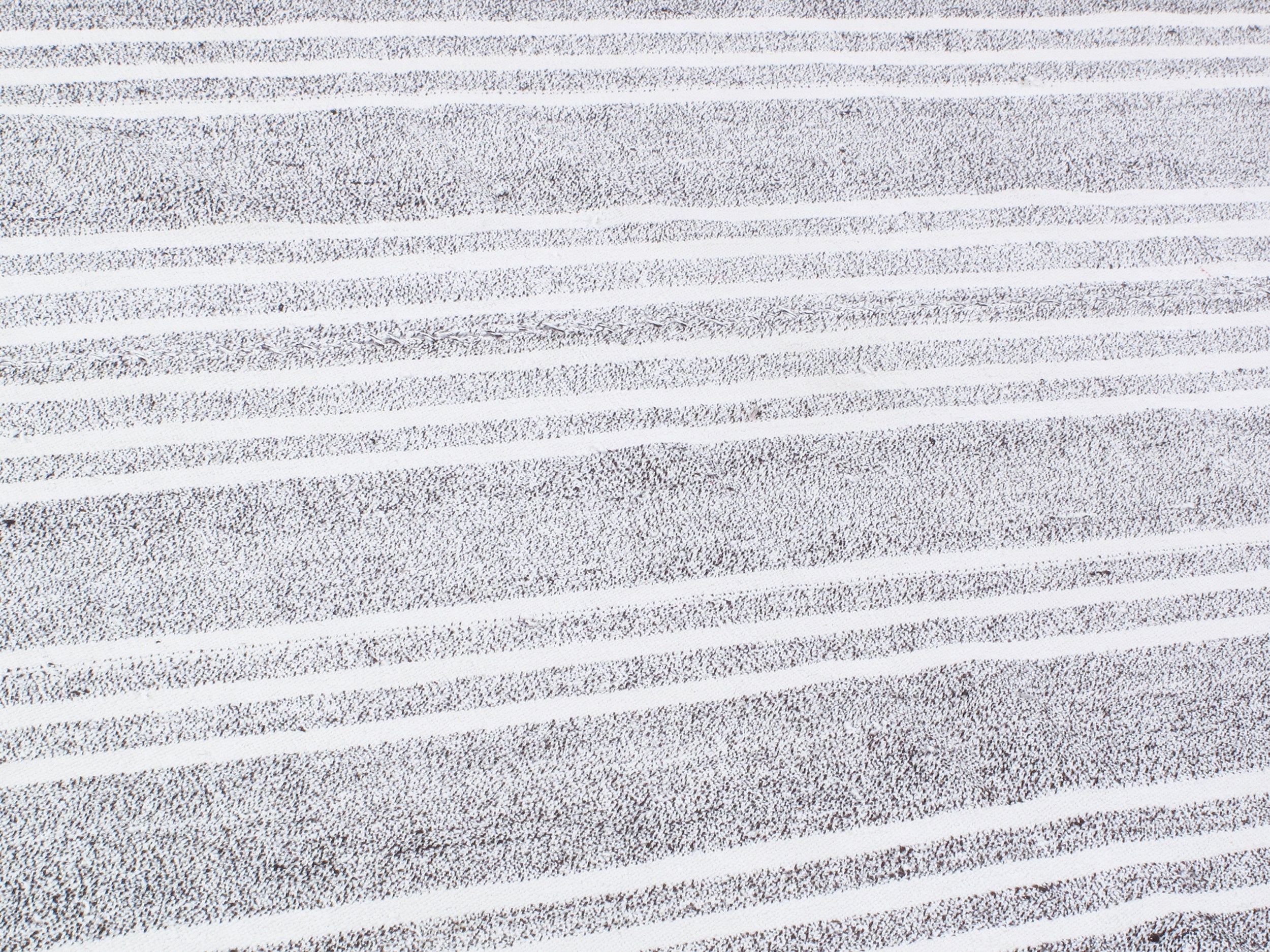Monochrome Flatweave Rug with Bold Ivory Stripe Detailing
