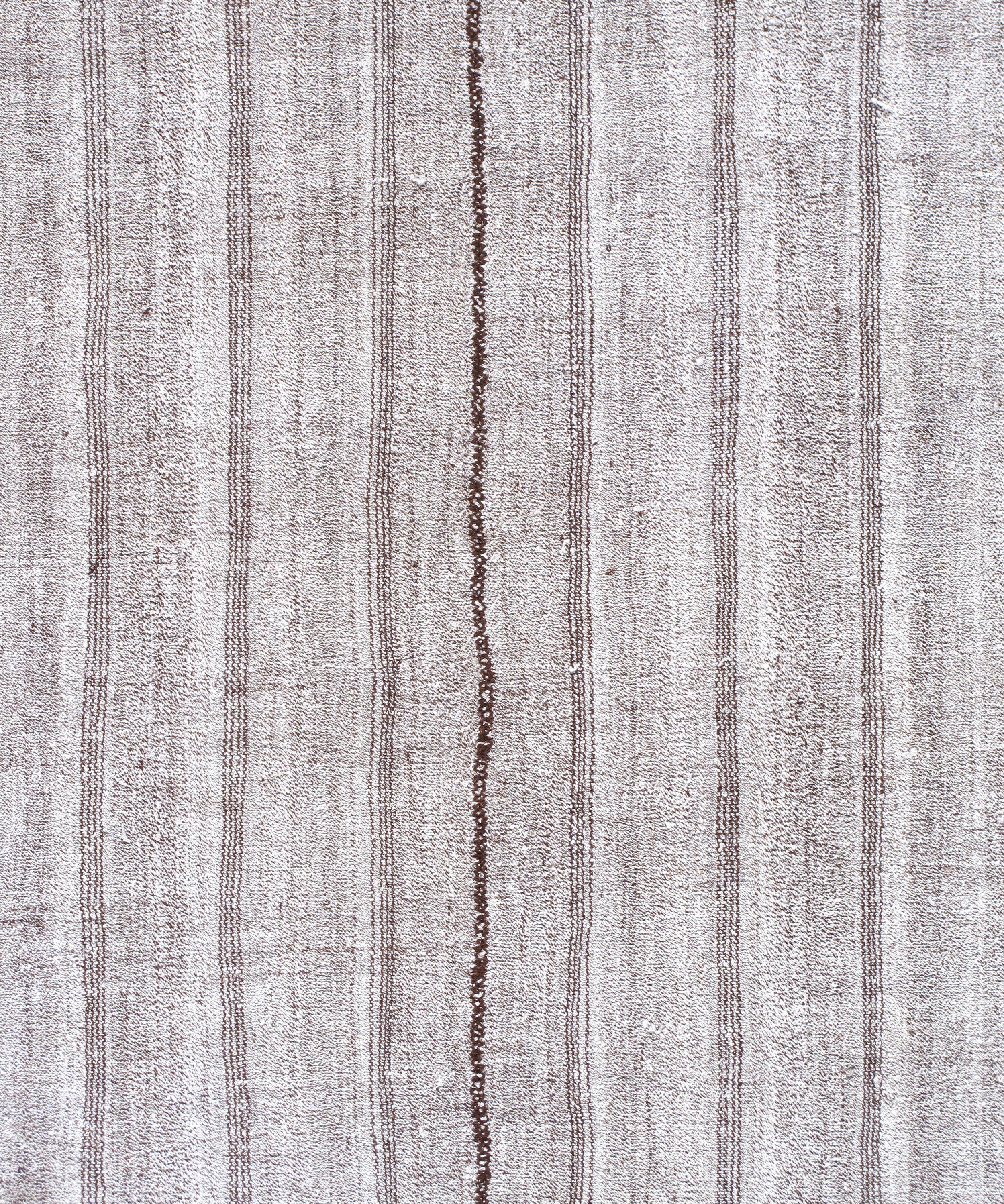 Gray Flatweave Rug with Subtle Brown Vertical Stitch Lines