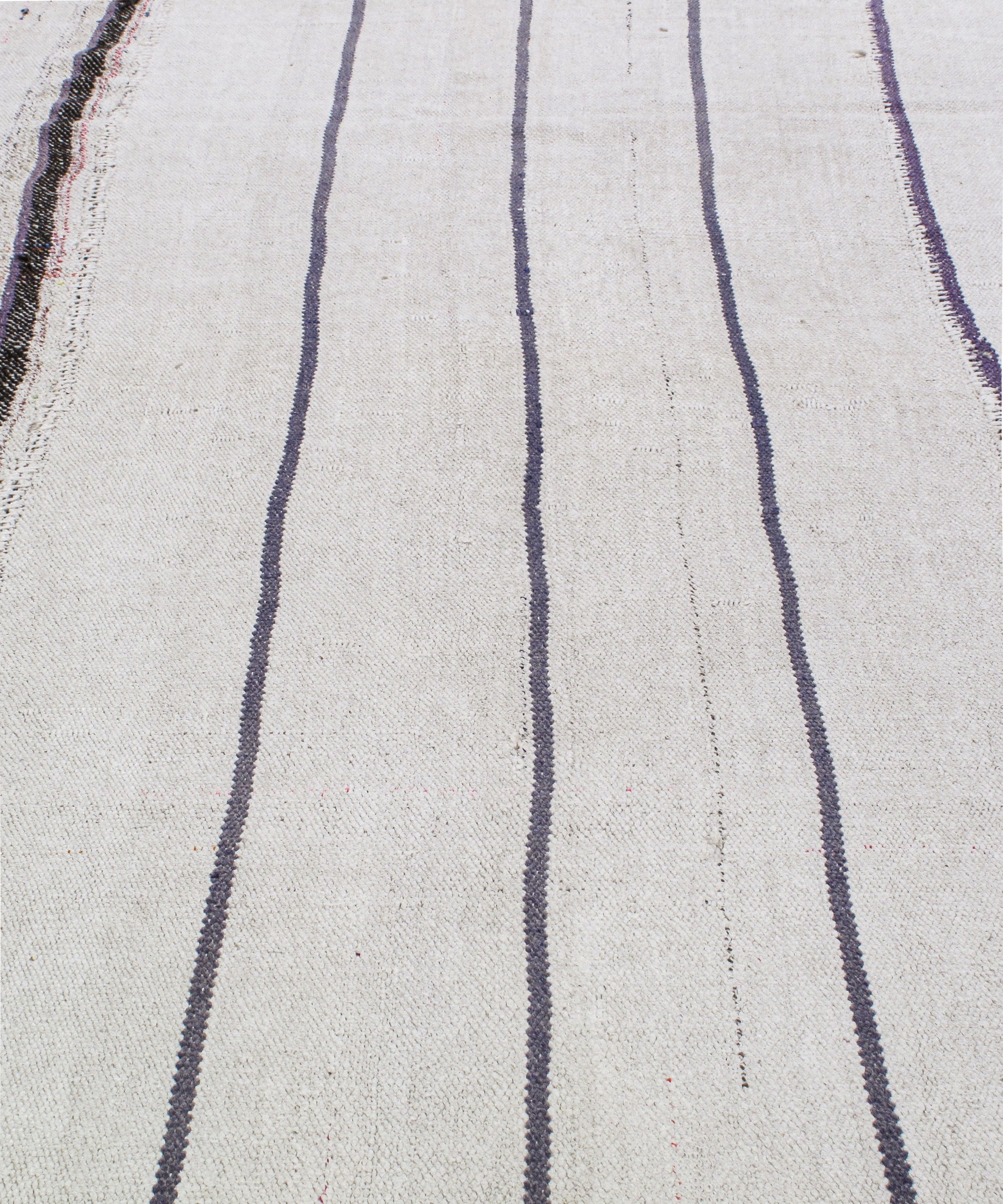 Ivory Flatweave Rug with Indigo and Espresso Stripe Accents