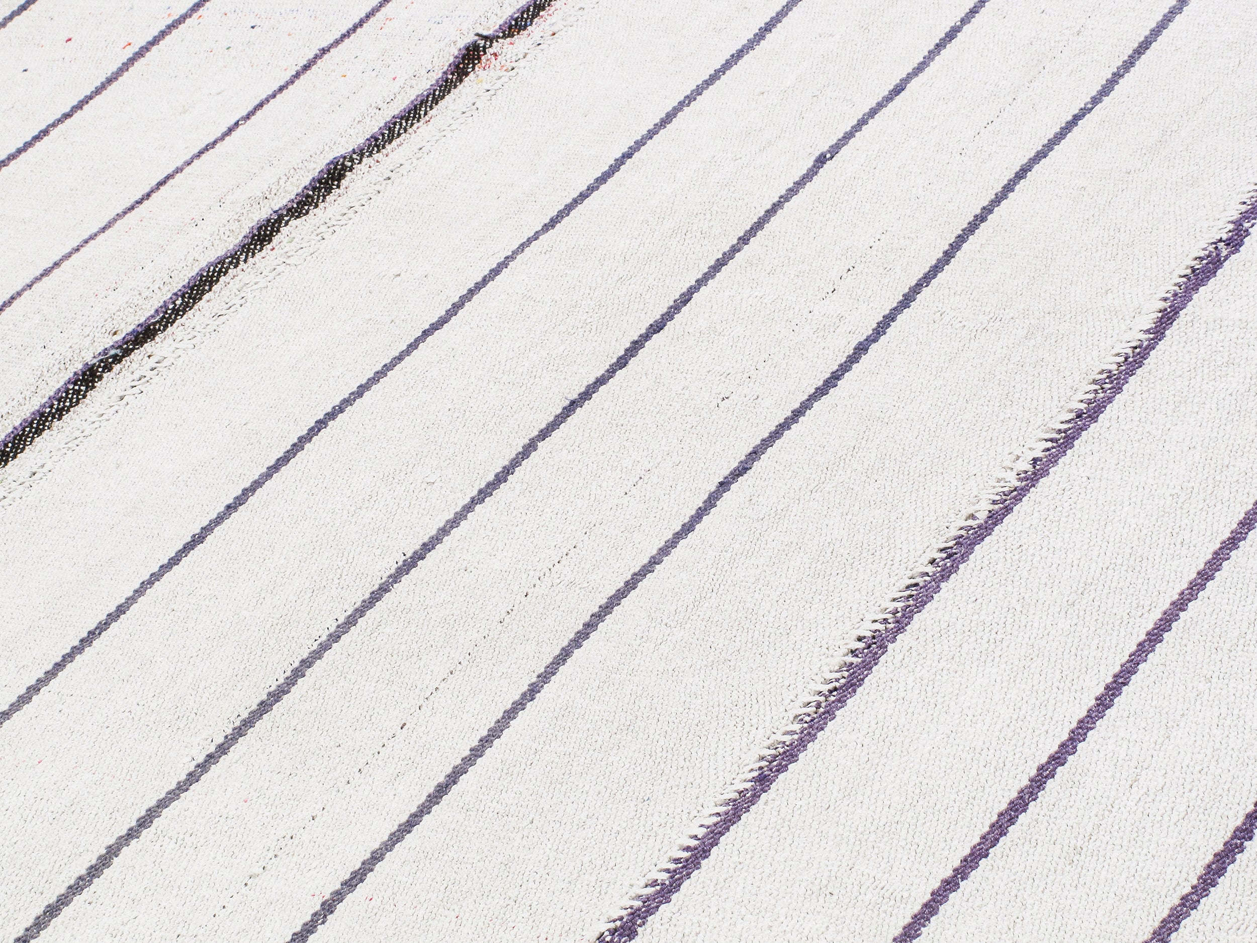 Ivory Flatweave Rug with Indigo and Espresso Stripe Accents