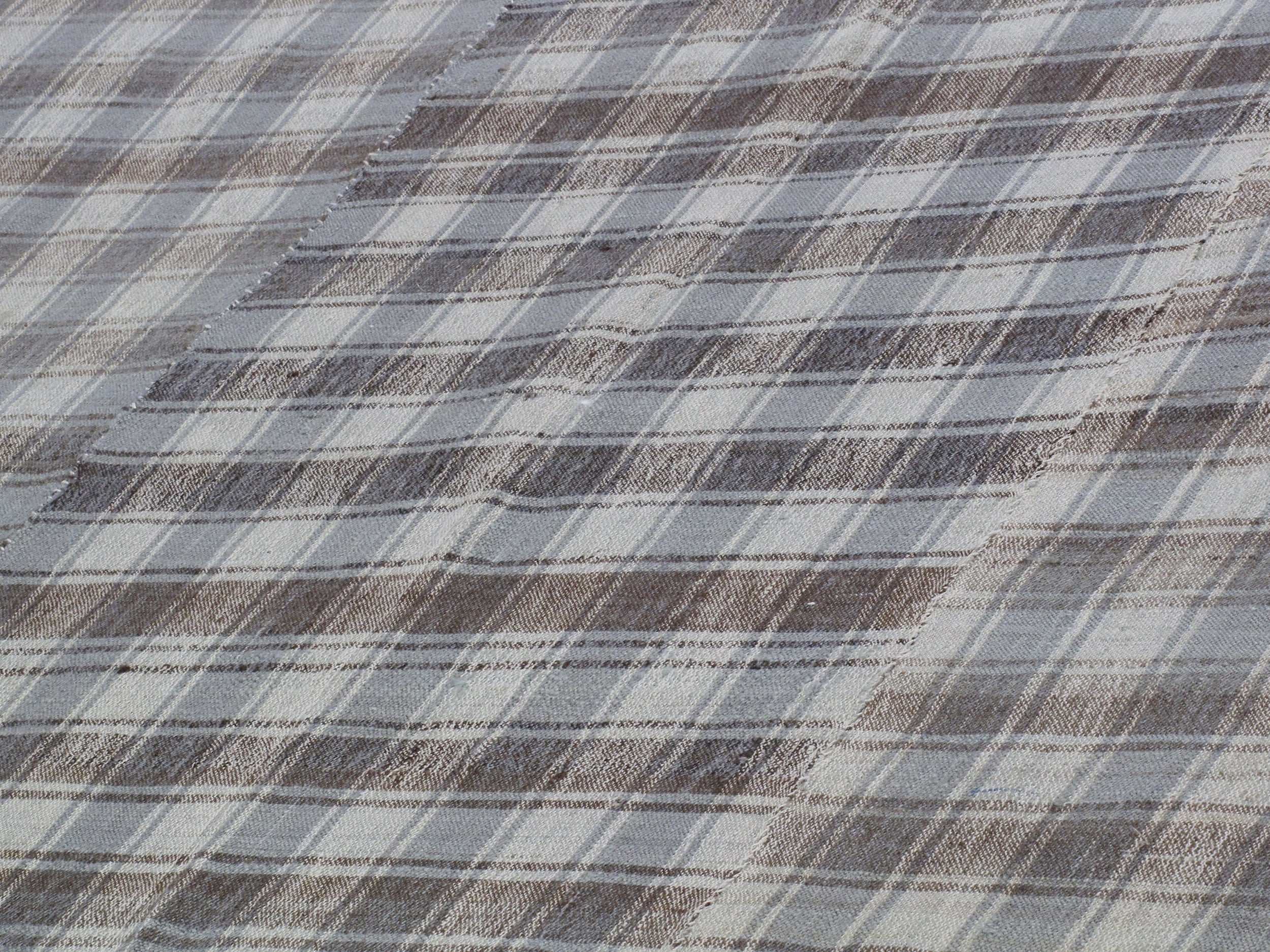 Steel Blue Plaid Flatweave Rug