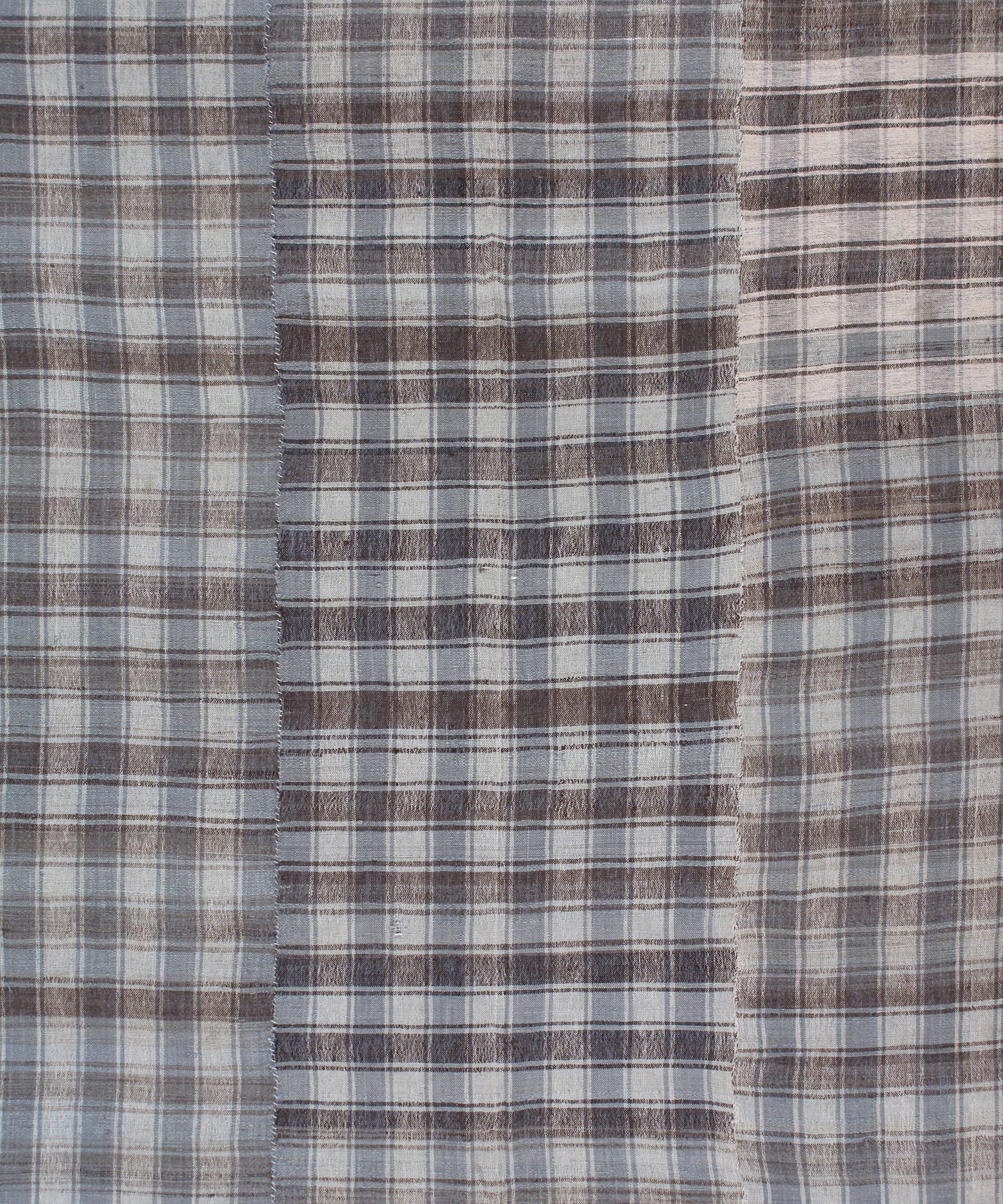 Steel Blue Plaid Flatweave Rug