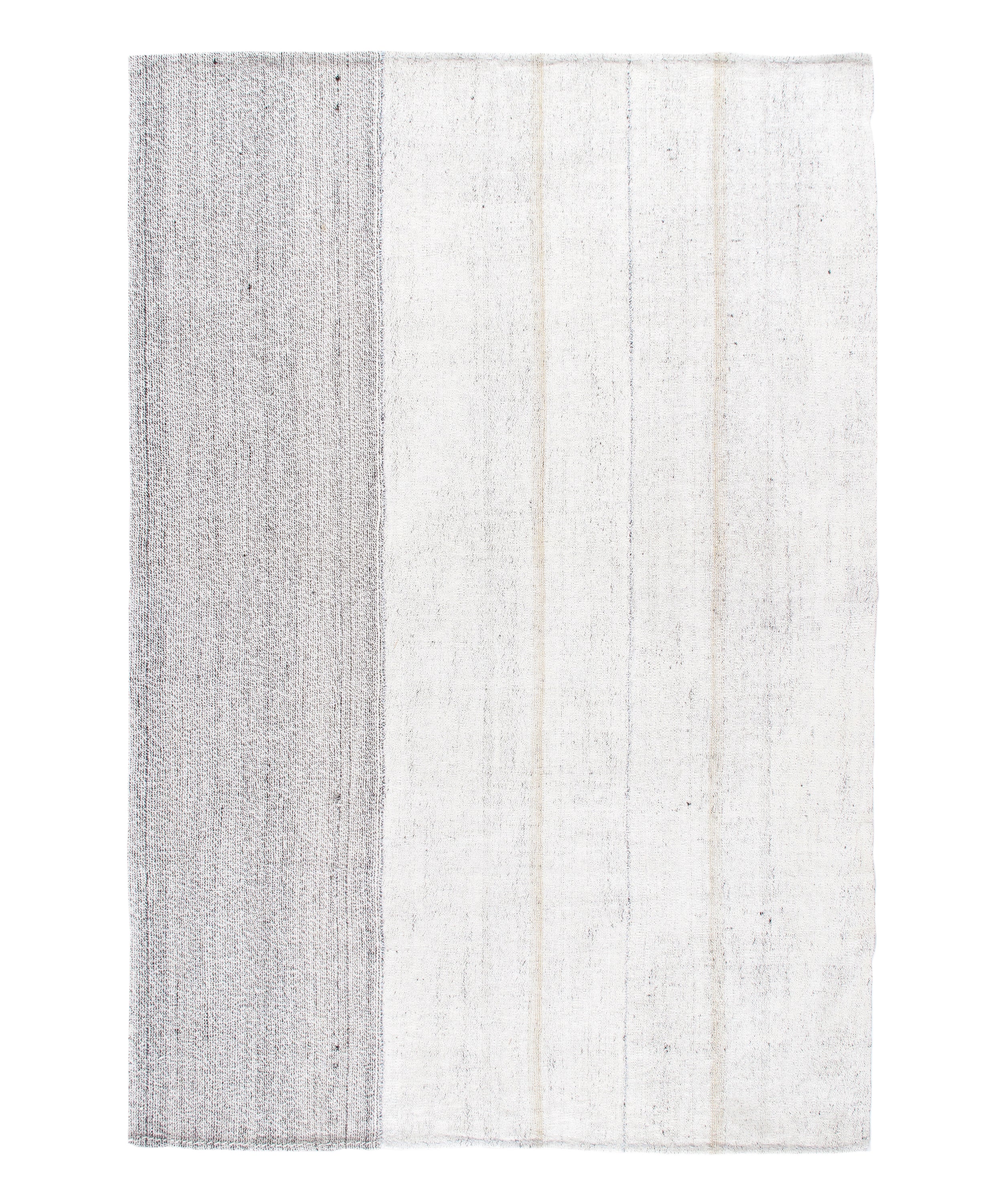 Minimalist Monochrome Block Flatweave Rug
