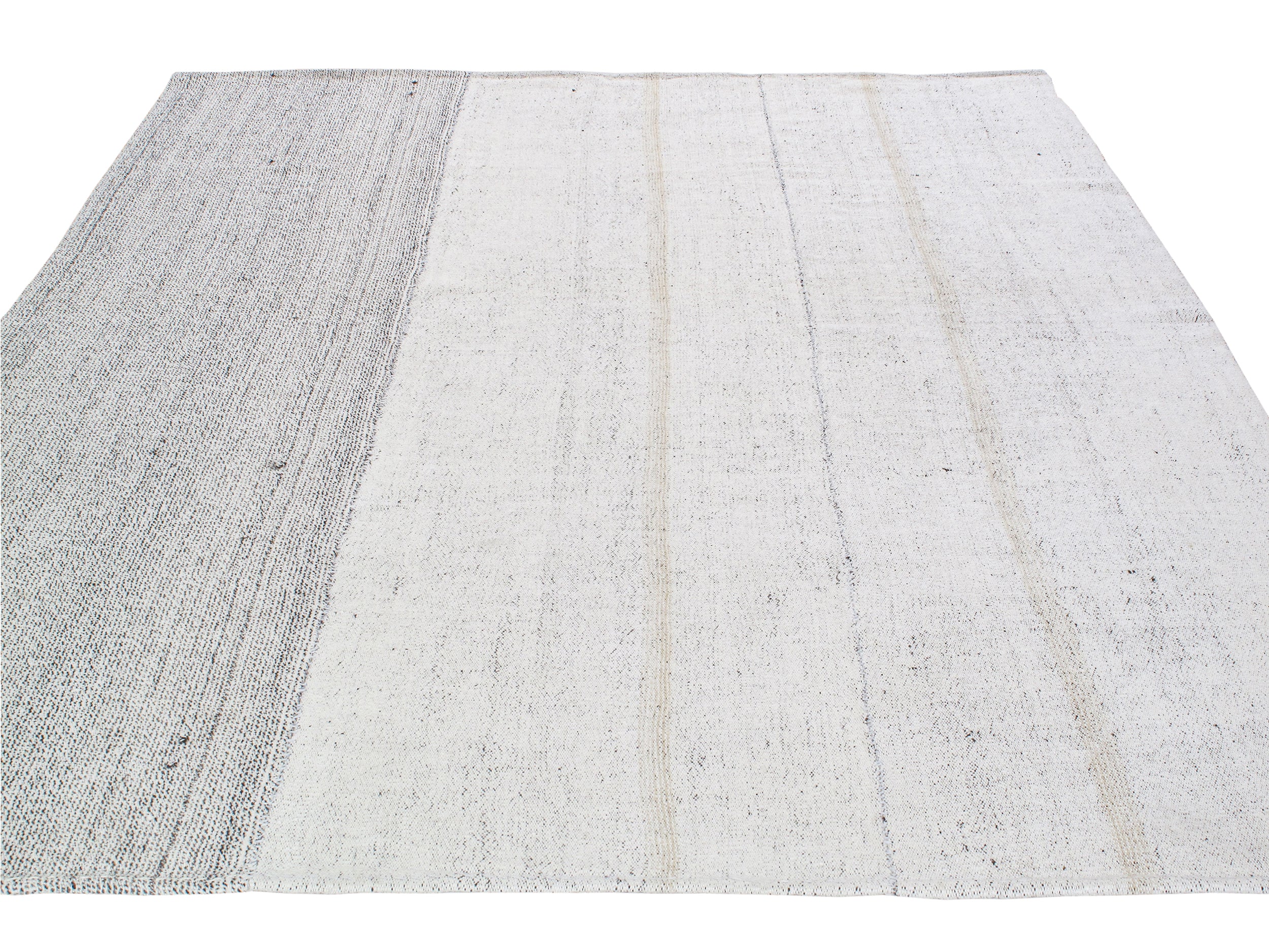 Minimalist Monochrome Block Flatweave Rug
