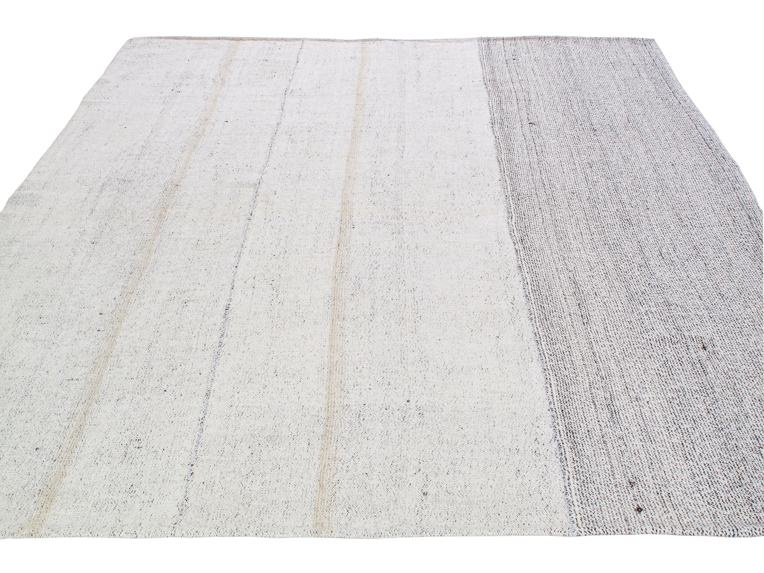 Minimalist Monochrome Block Flatweave Rug