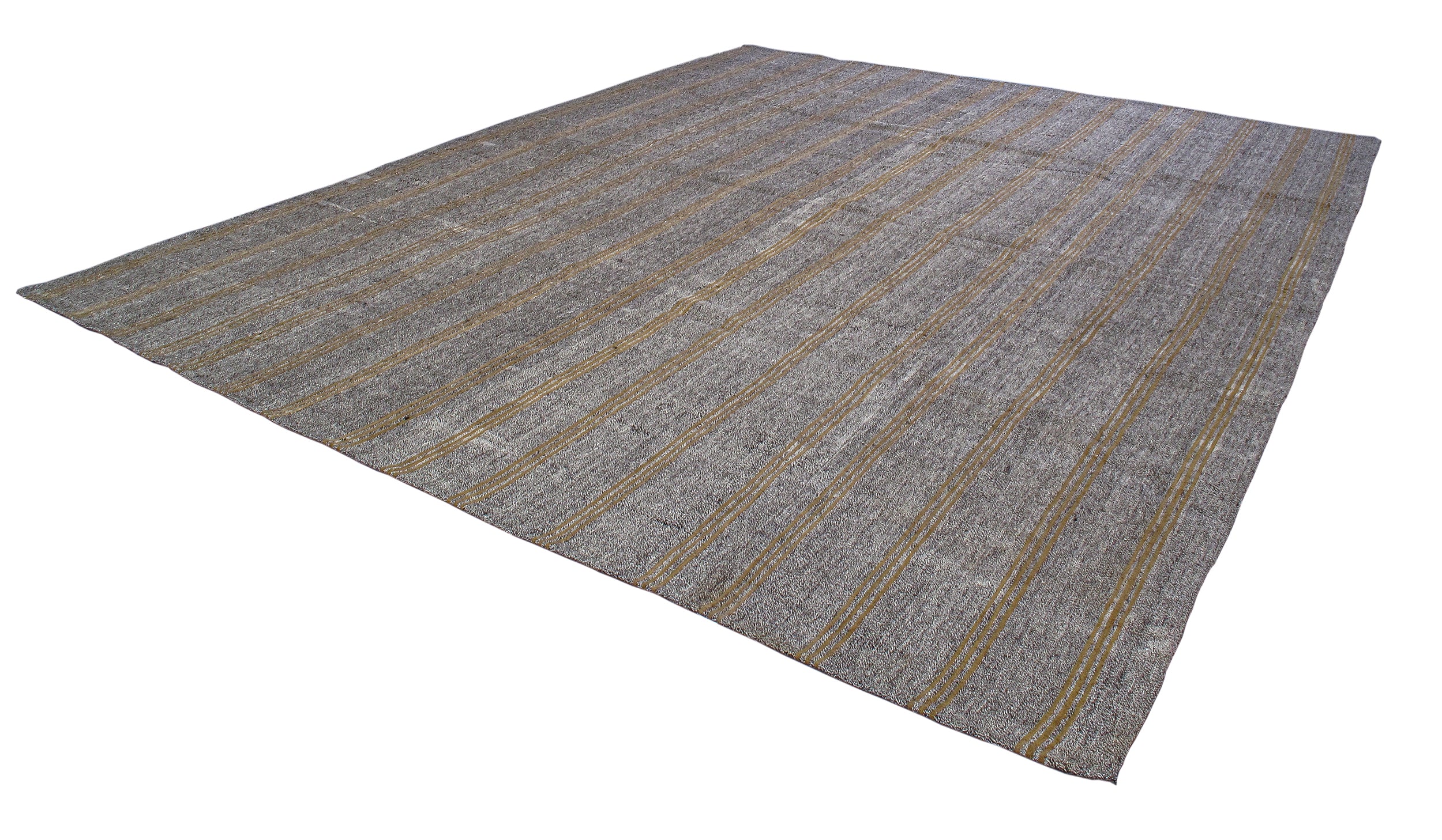 Charcoal & Ochre Linear Flatweave Rug