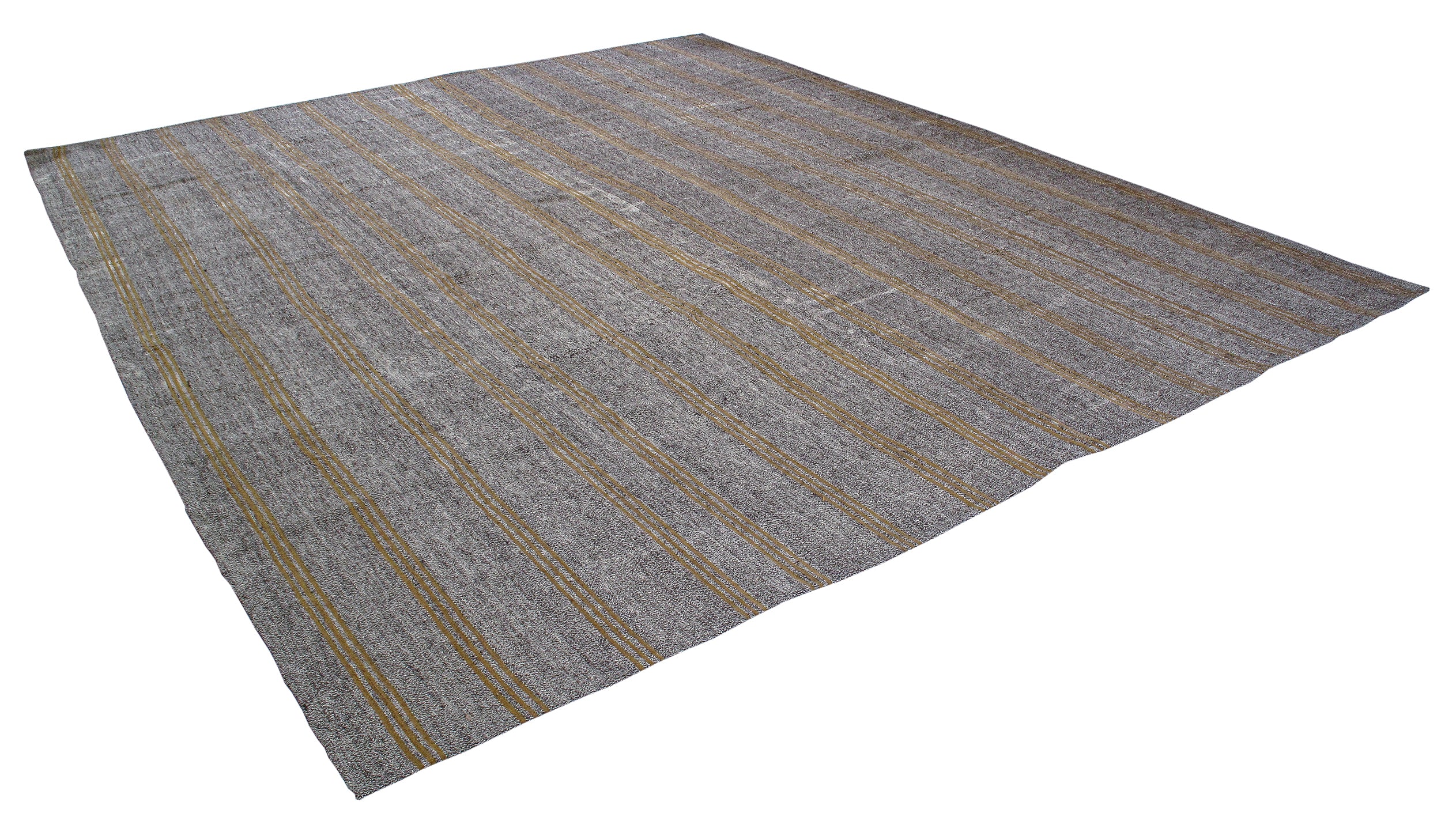Charcoal & Ochre Linear Flatweave Rug
