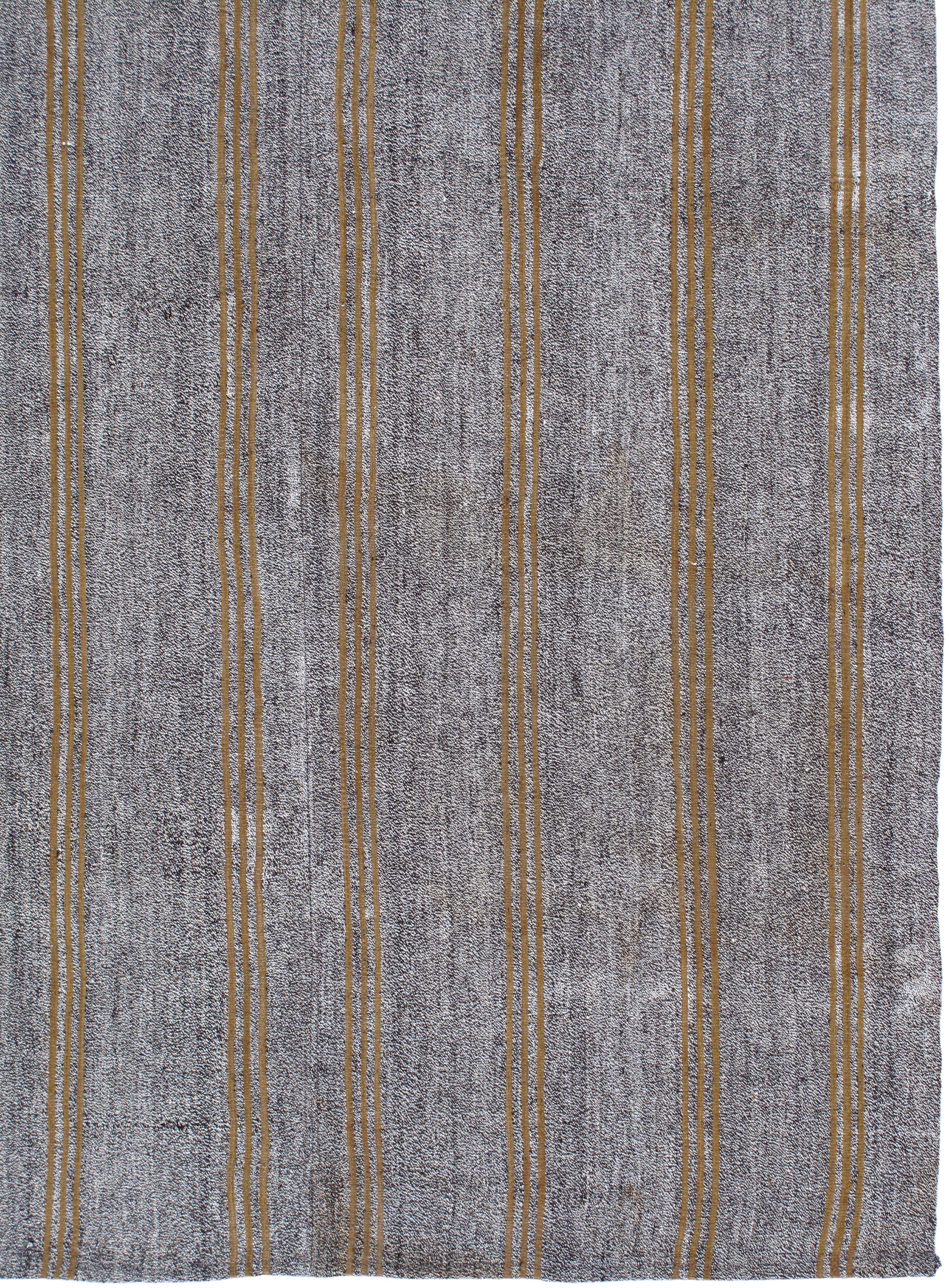 Charcoal & Ochre Linear Flatweave Rug