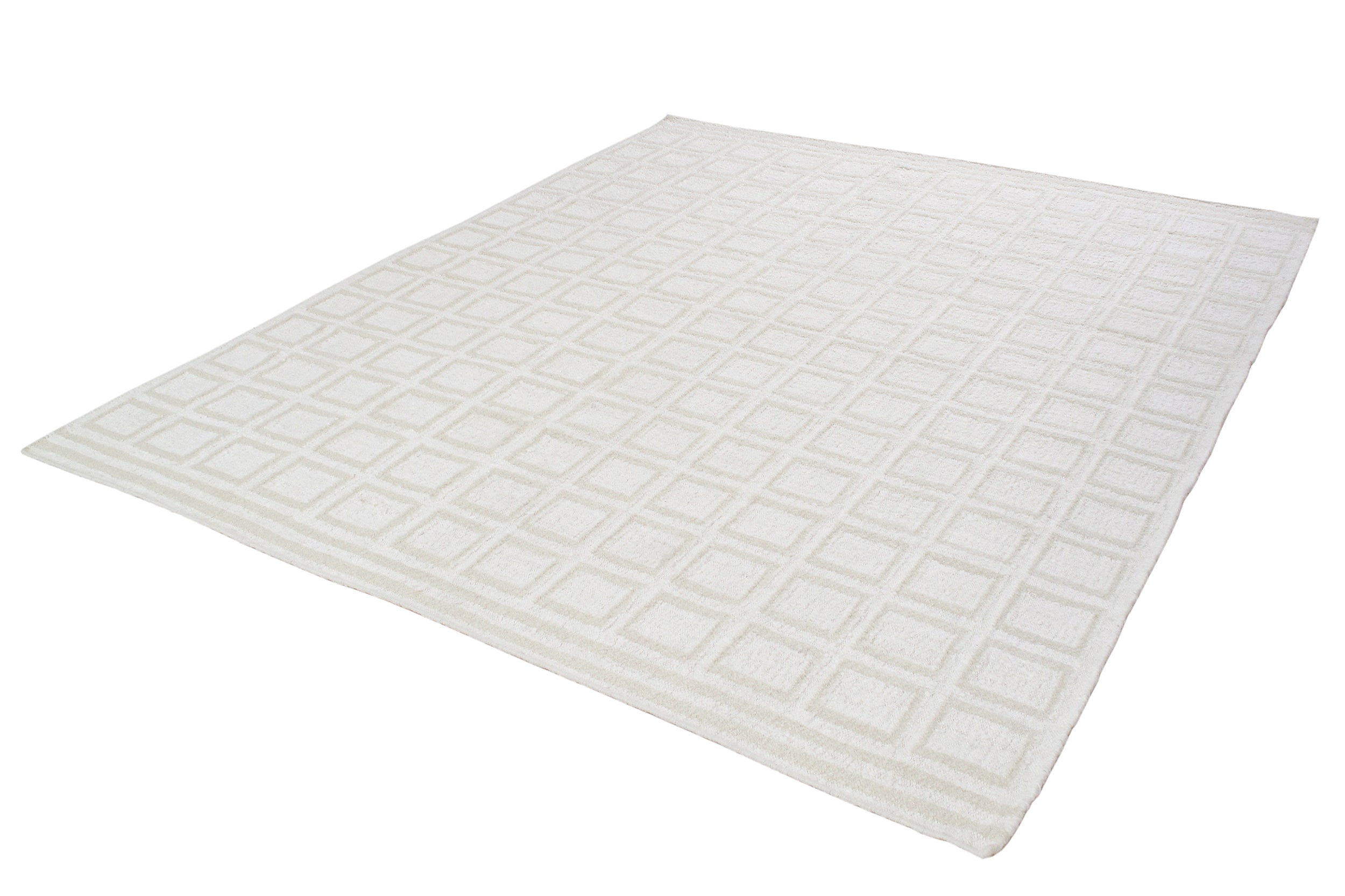 Ivory Grid Relief Flatweave Rug