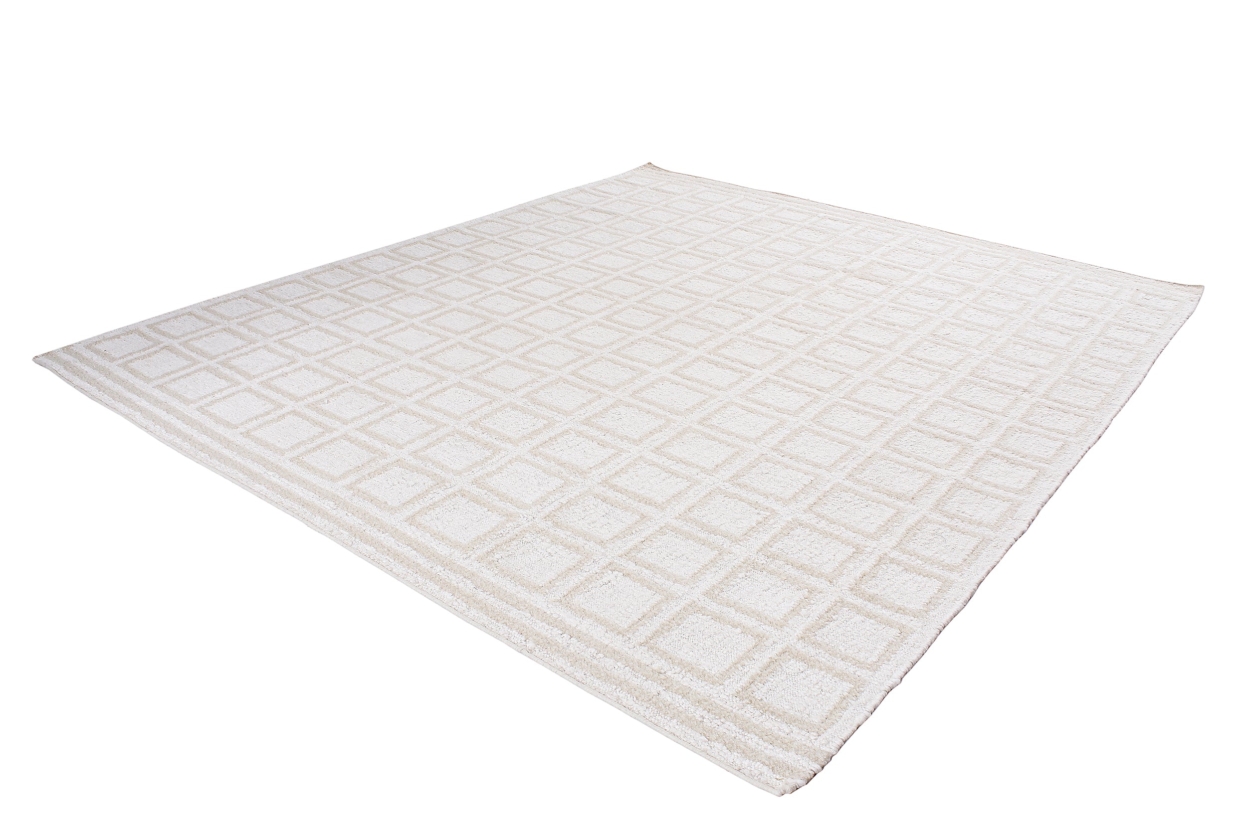 Ivory Grid Relief Flatweave Rug