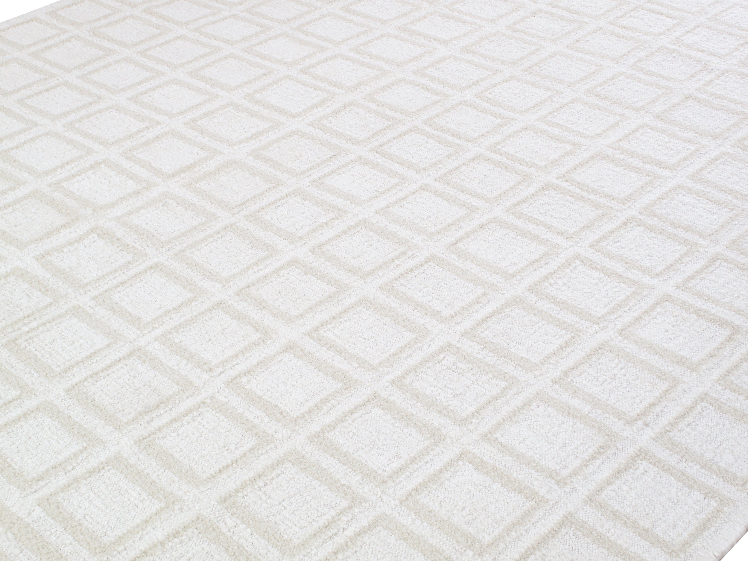 Ivory Grid Relief Flatweave Rug
