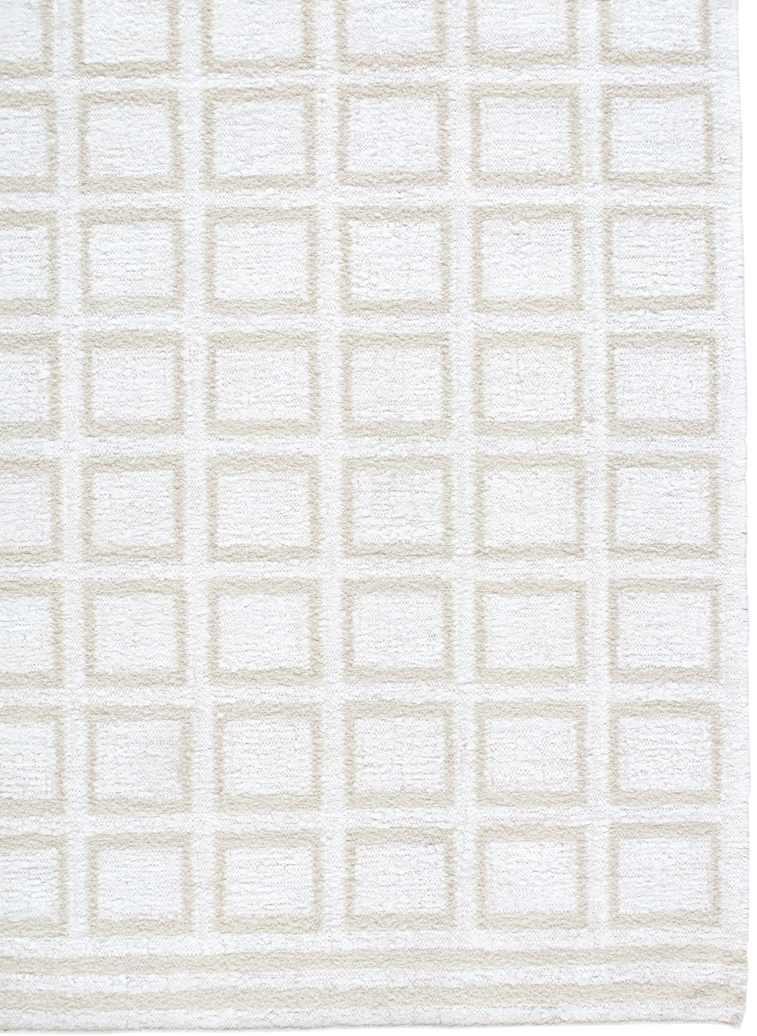 Ivory Grid Relief Flatweave Rug
