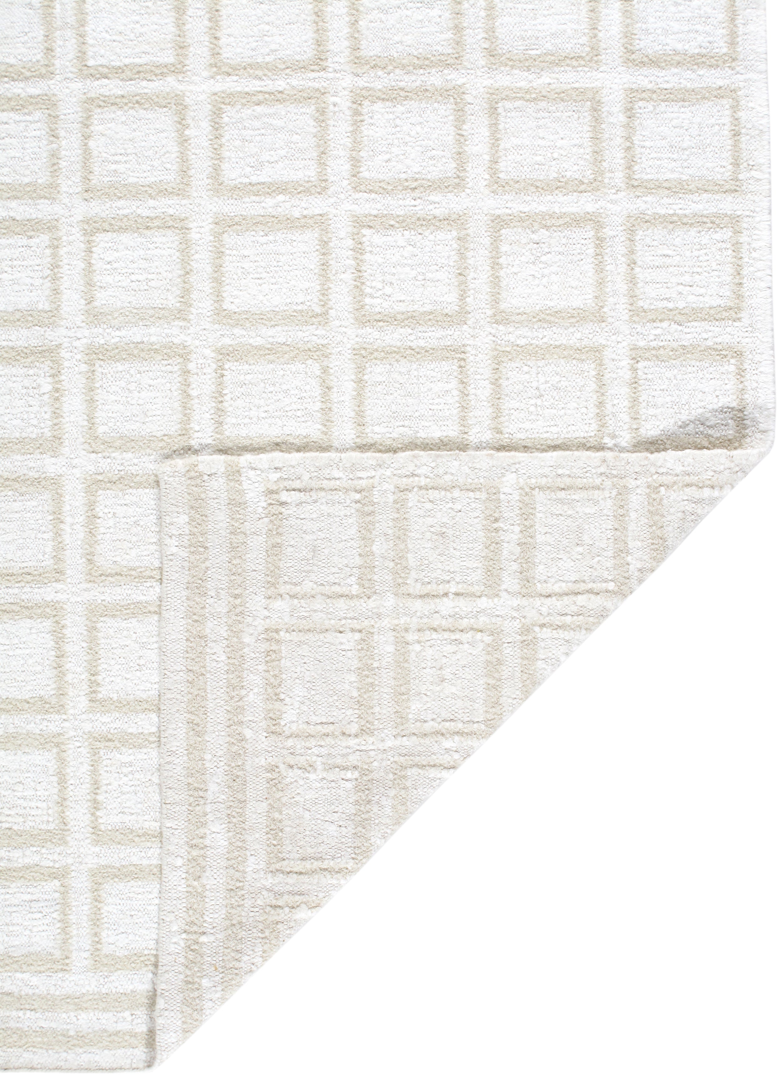 Ivory Grid Relief Flatweave Rug