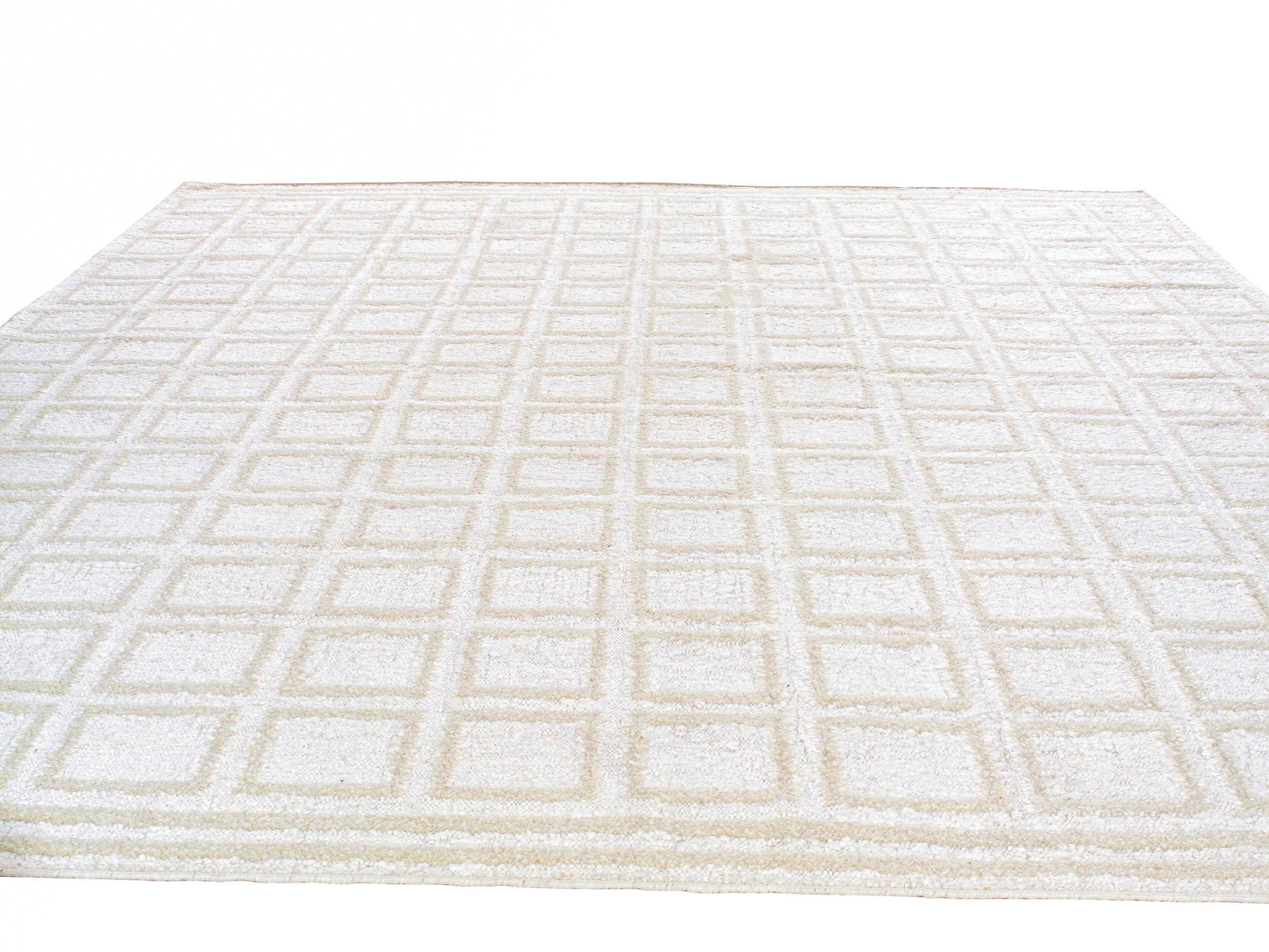 Ivory Grid Relief Flatweave Rug