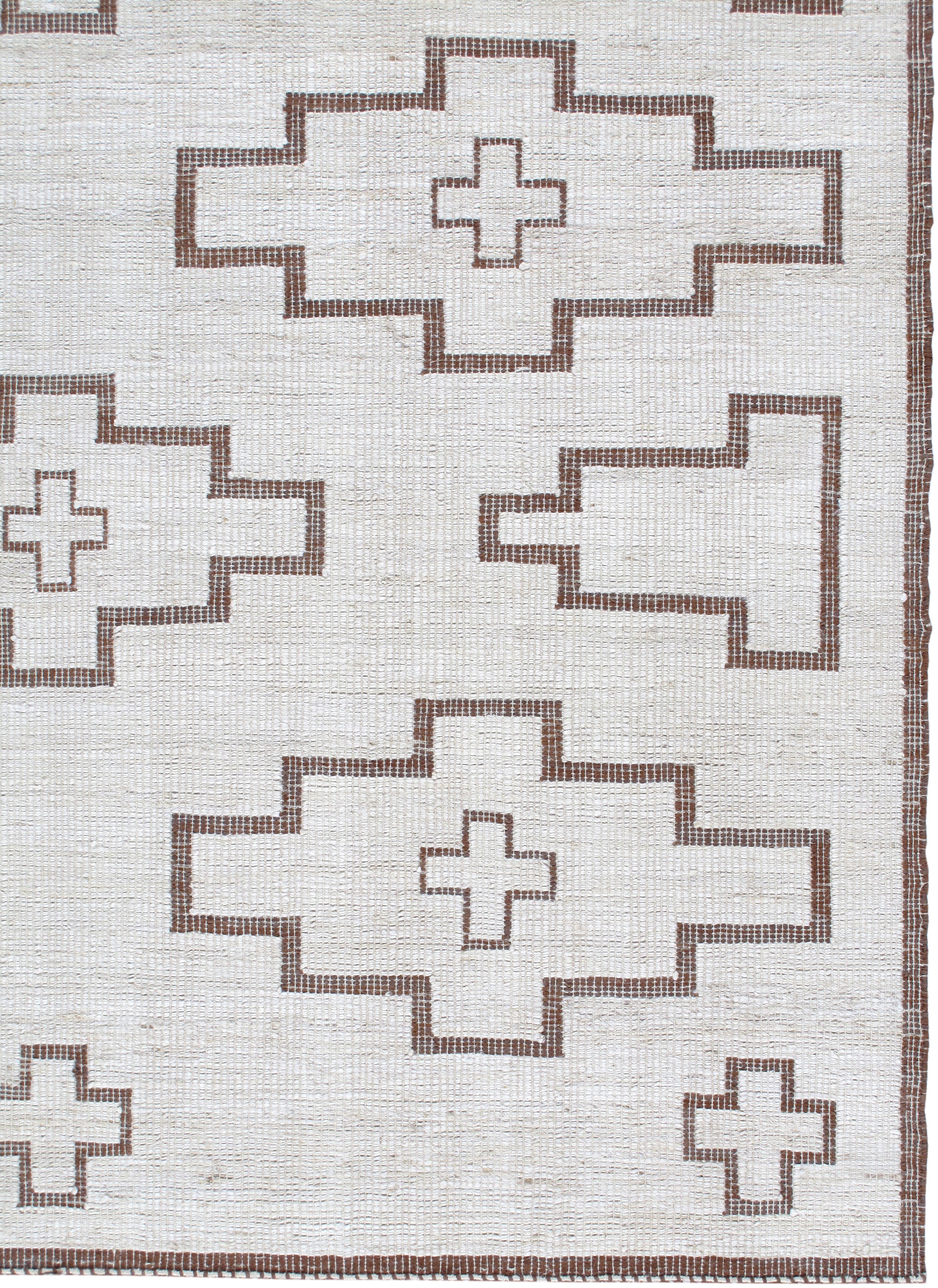 Vintage-Inspired Geometric Flatweave Rug with Tribal Cross Motif