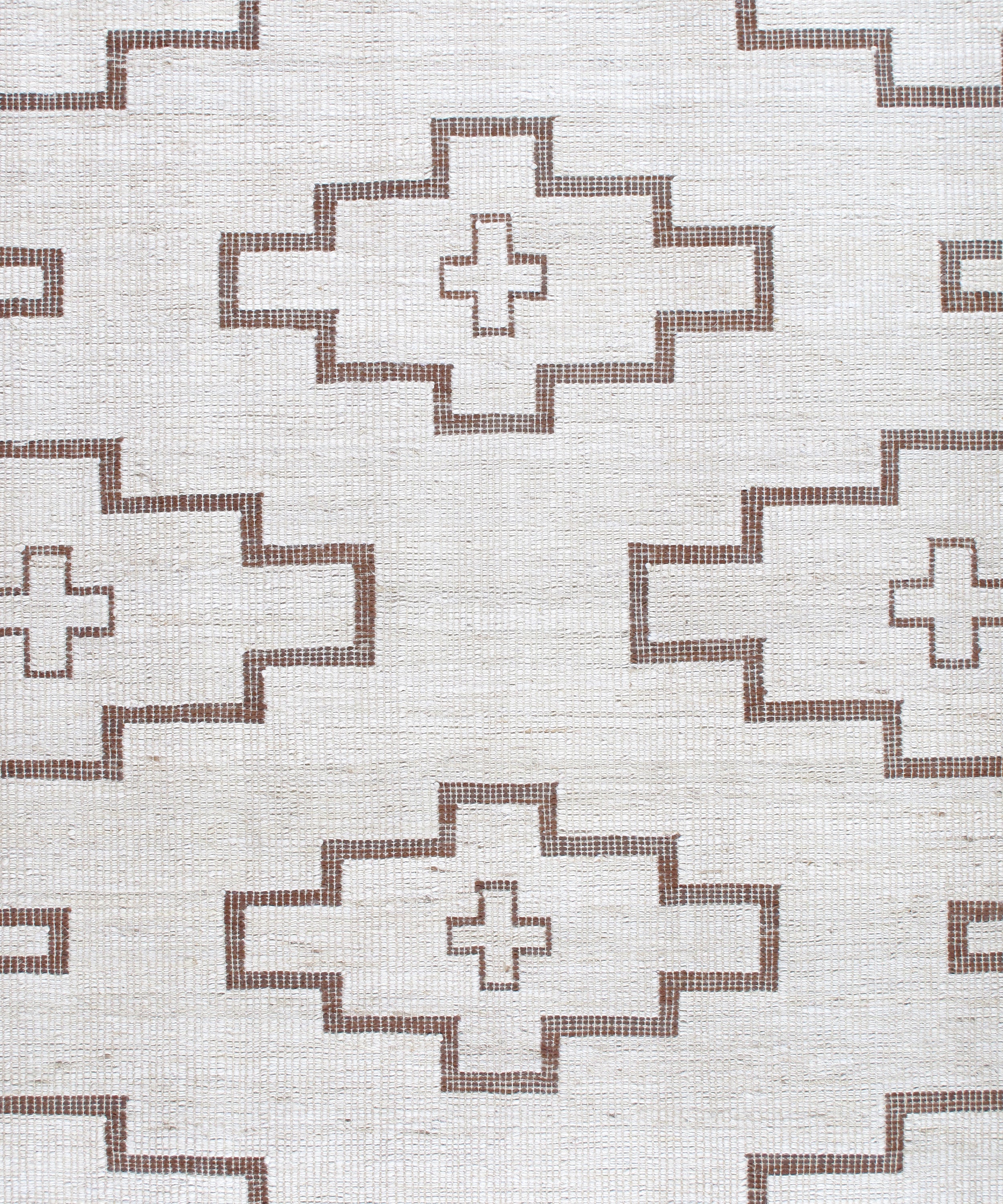 Vintage-Inspired Geometric Flatweave Rug with Tribal Cross Motif