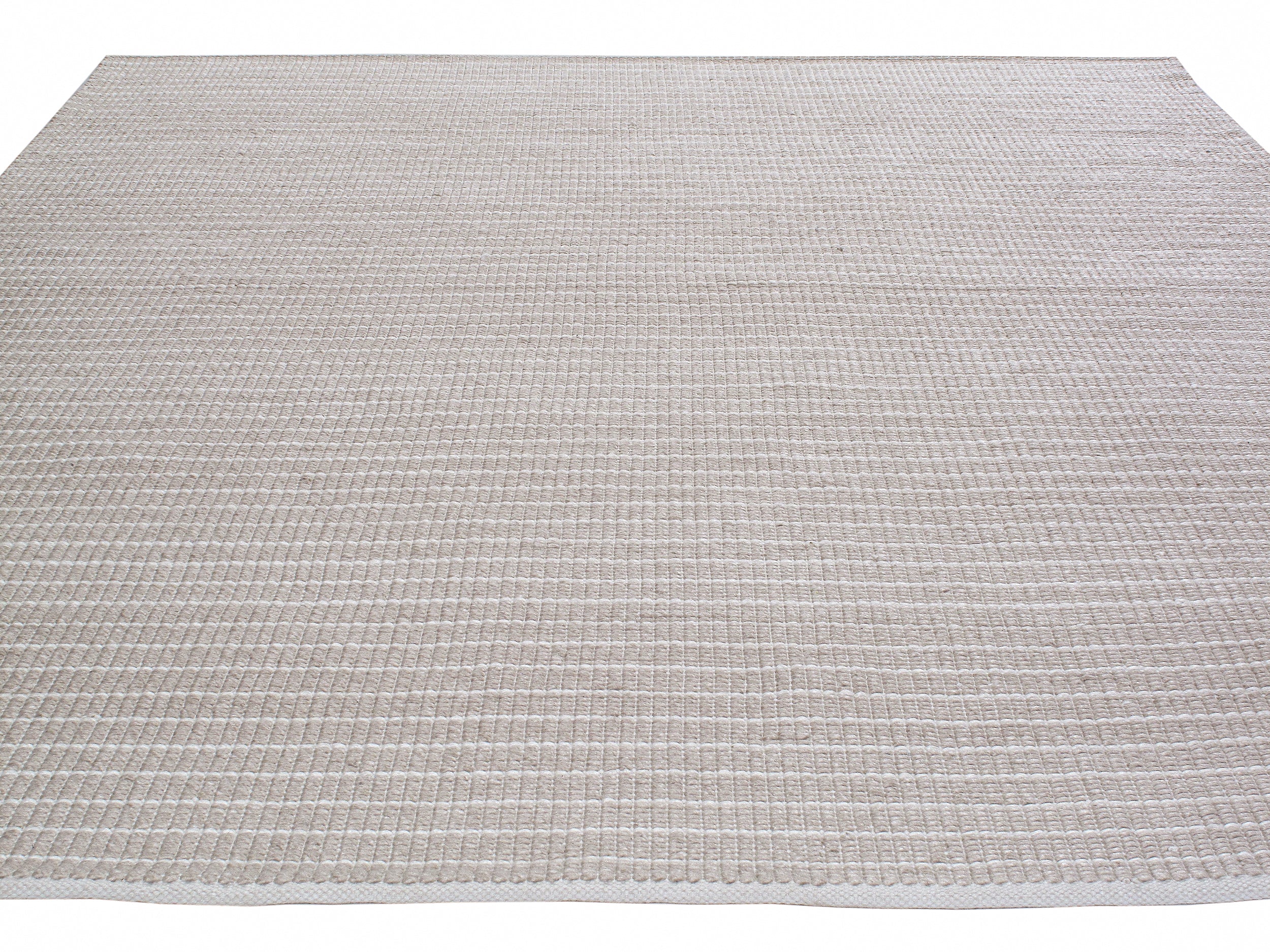 Minimalist Handwoven Flatweave Rug in Soft Taupe and Ivory