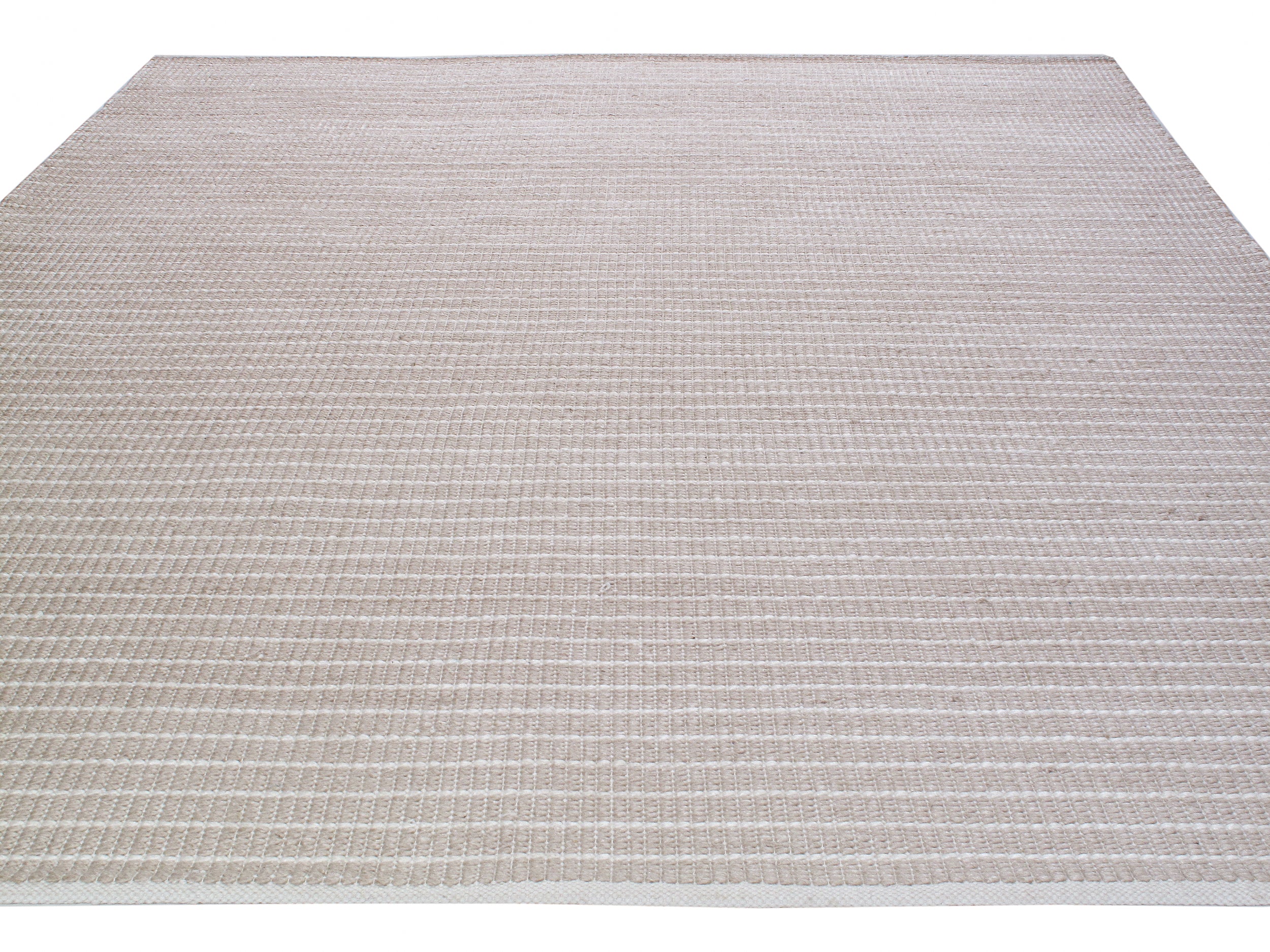Minimalist Handwoven Flatweave Rug in Soft Taupe and Ivory