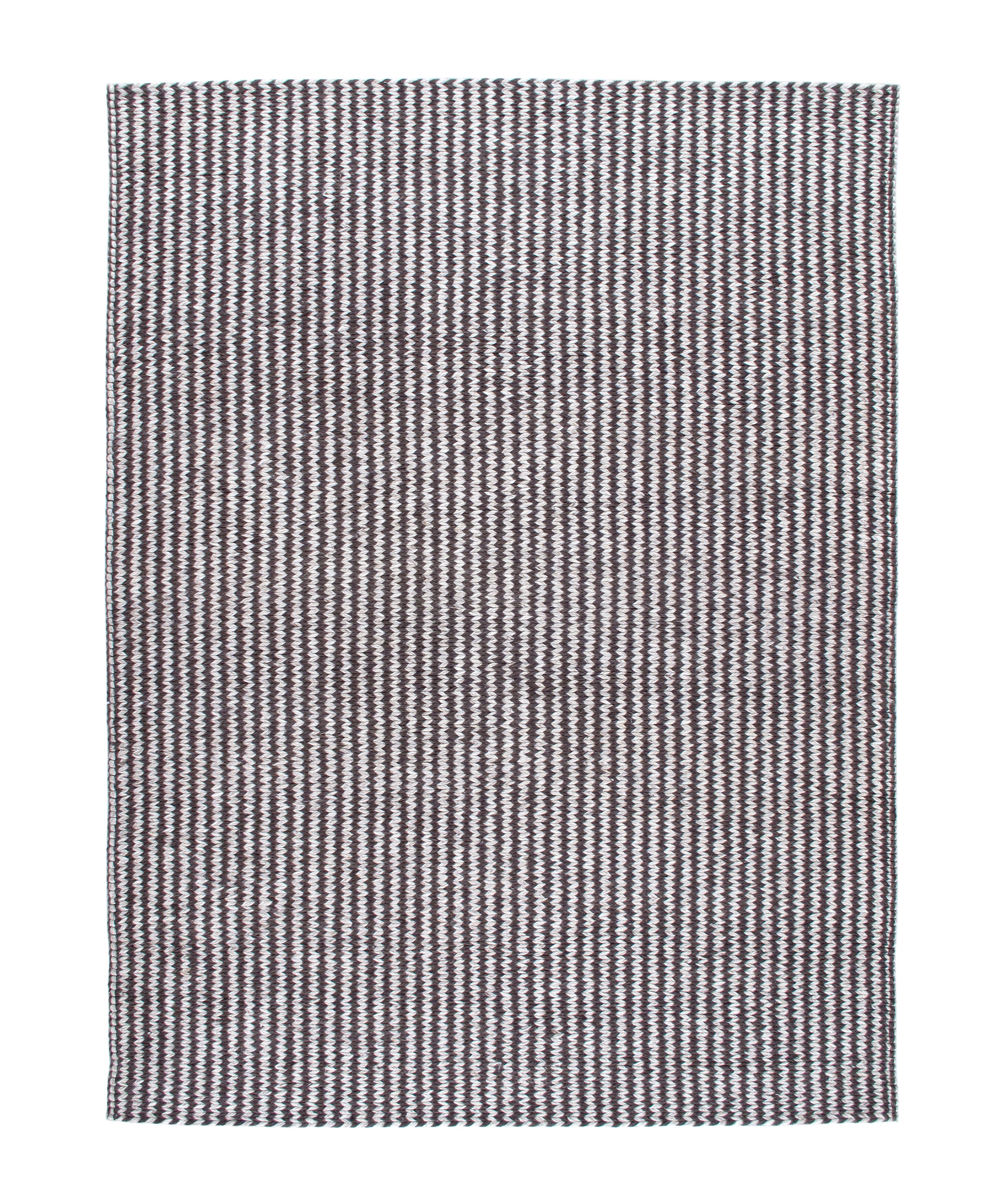 Contemporary Handwoven Flatweave Rug in Espresso and Ivory Pinstripes