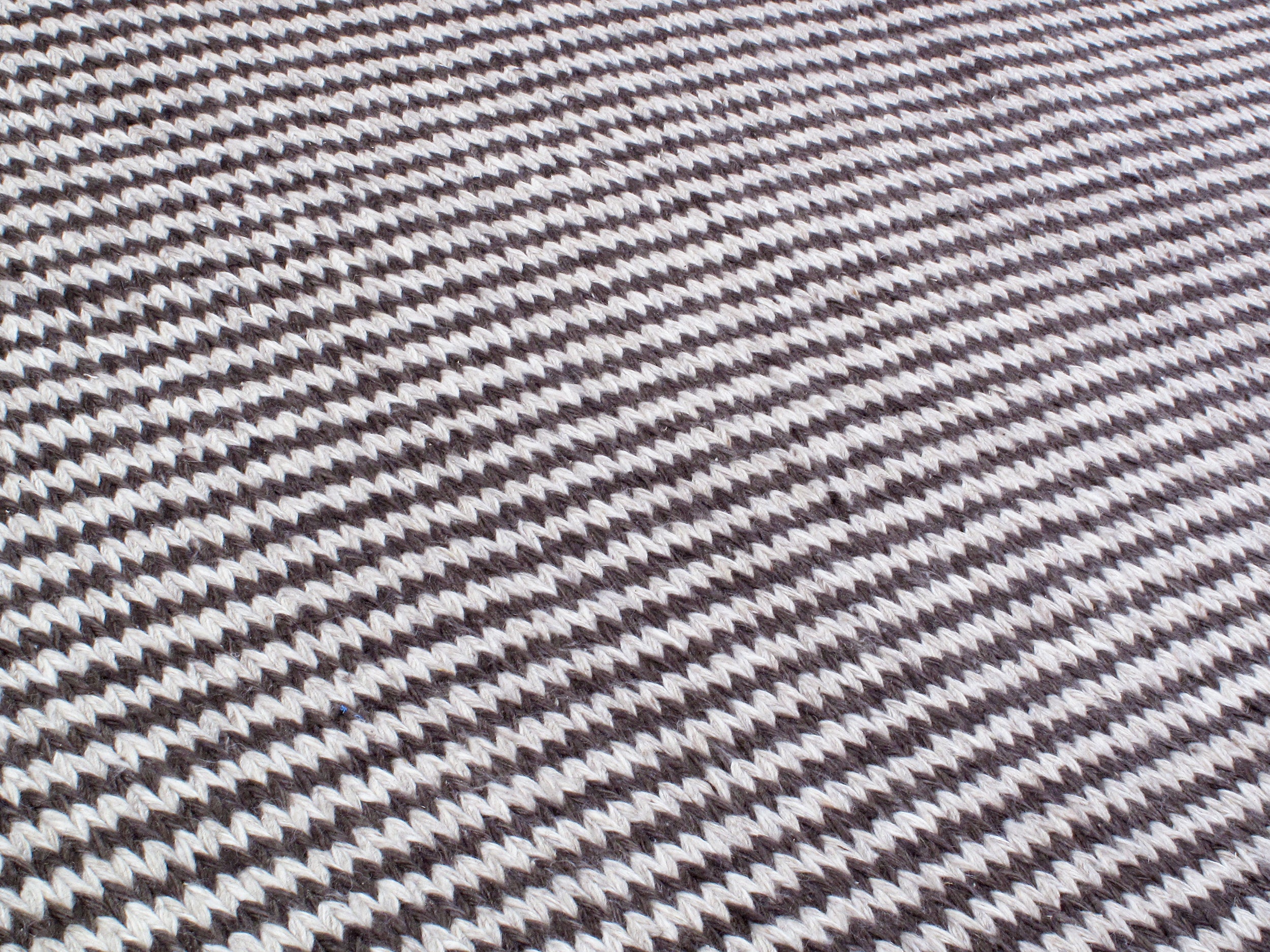 Contemporary Handwoven Flatweave Rug in Espresso and Ivory Pinstripes