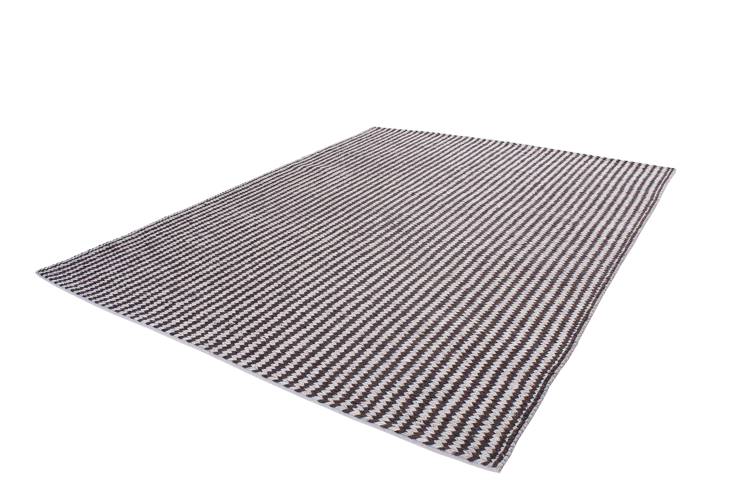 Contemporary Handwoven Flatweave Rug in Espresso and Ivory Pinstripes