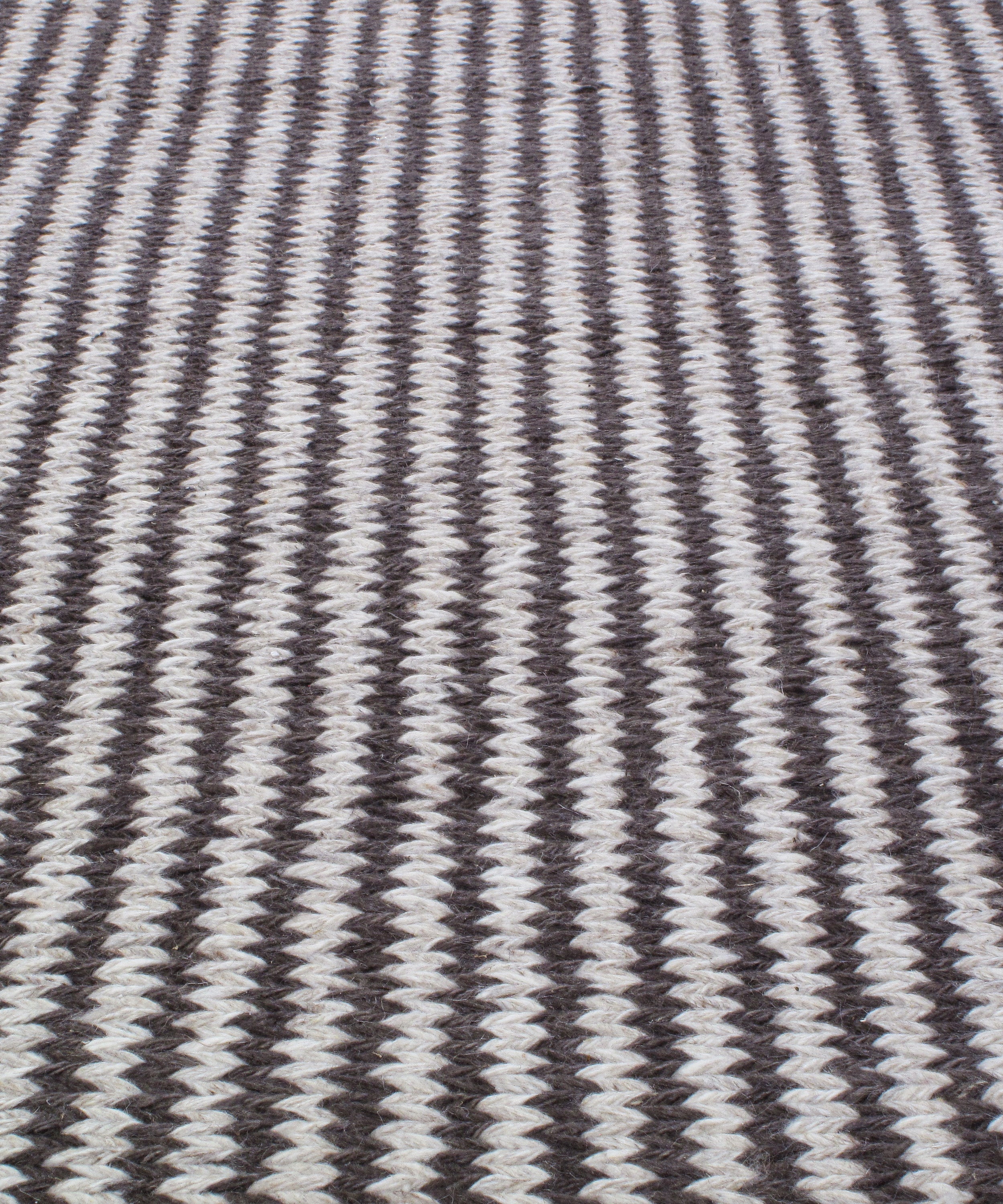 Contemporary Handwoven Flatweave Rug in Espresso and Ivory Pinstripes