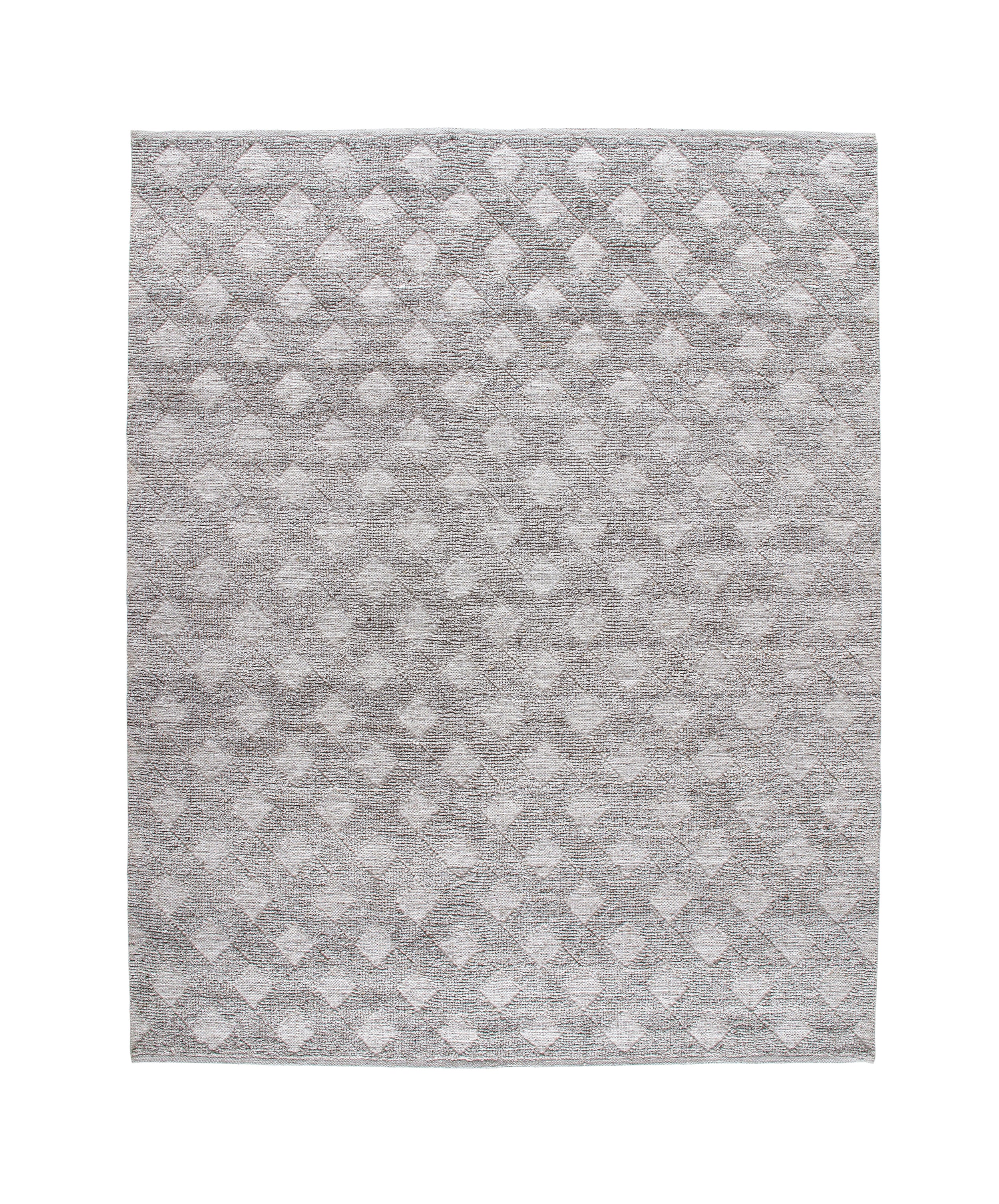 Textured Diamond Lattice Flatweave Rug in Gray and Ivory