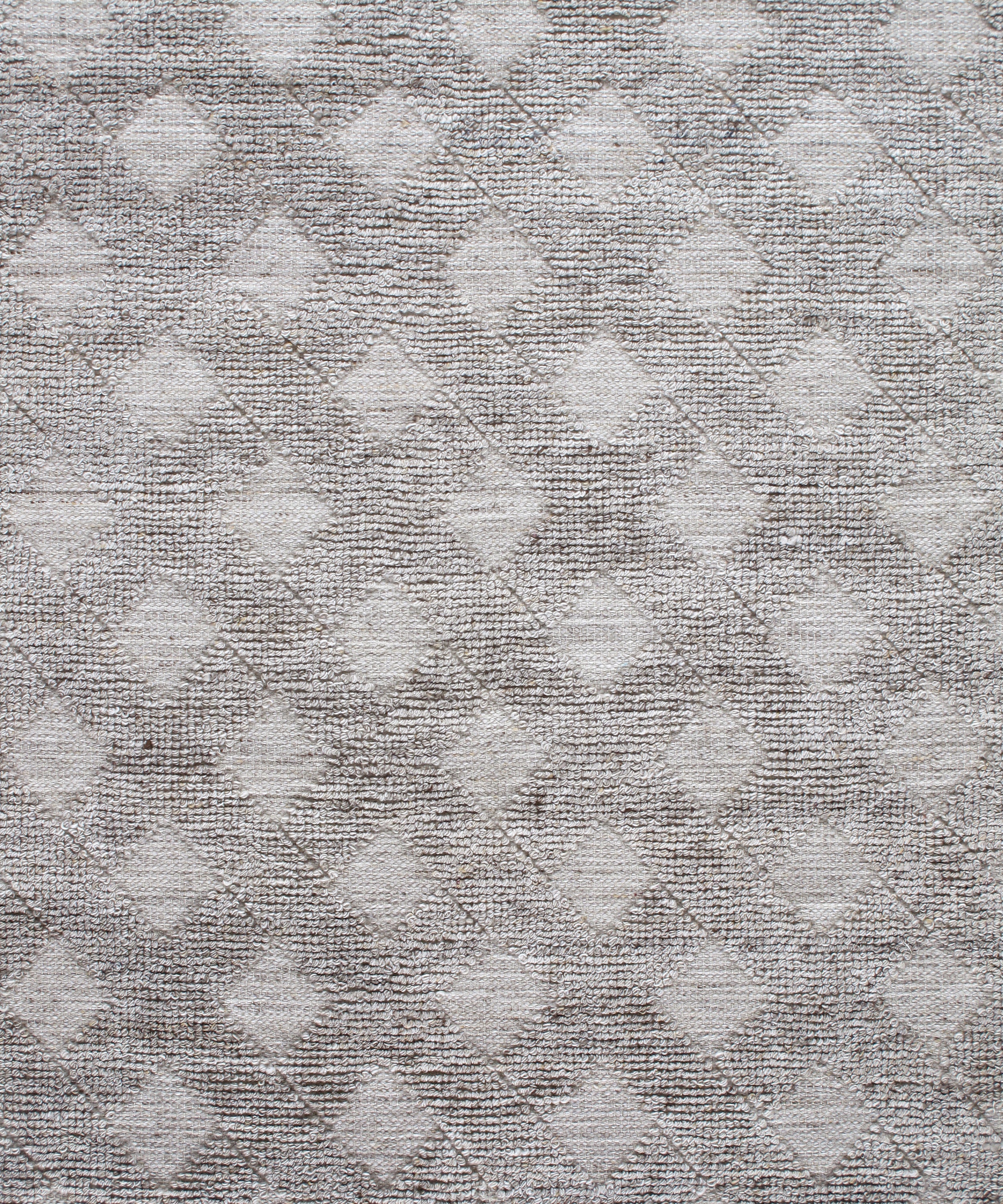 Textured Diamond Lattice Flatweave Rug in Gray and Ivory