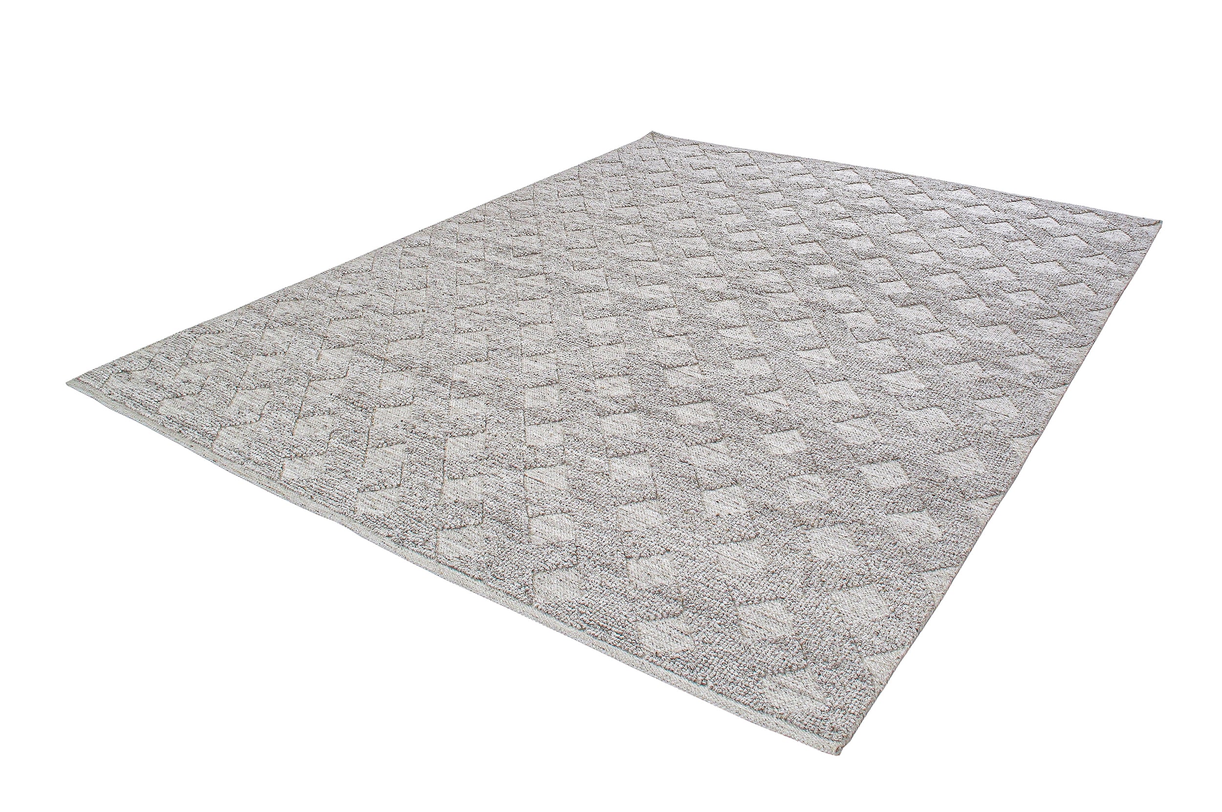 Textured Diamond Lattice Flatweave Rug in Gray and Ivory