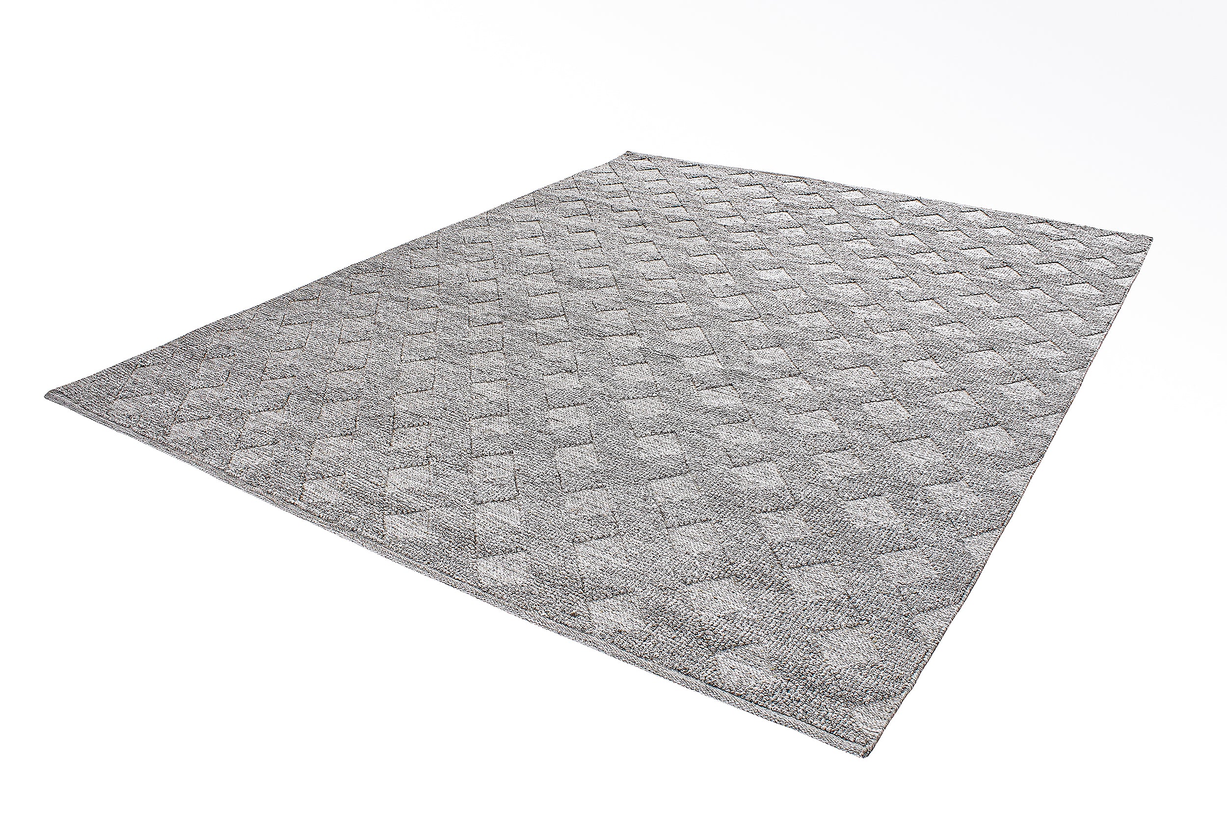 Textured Diamond Lattice Flatweave Rug in Gray and Ivory