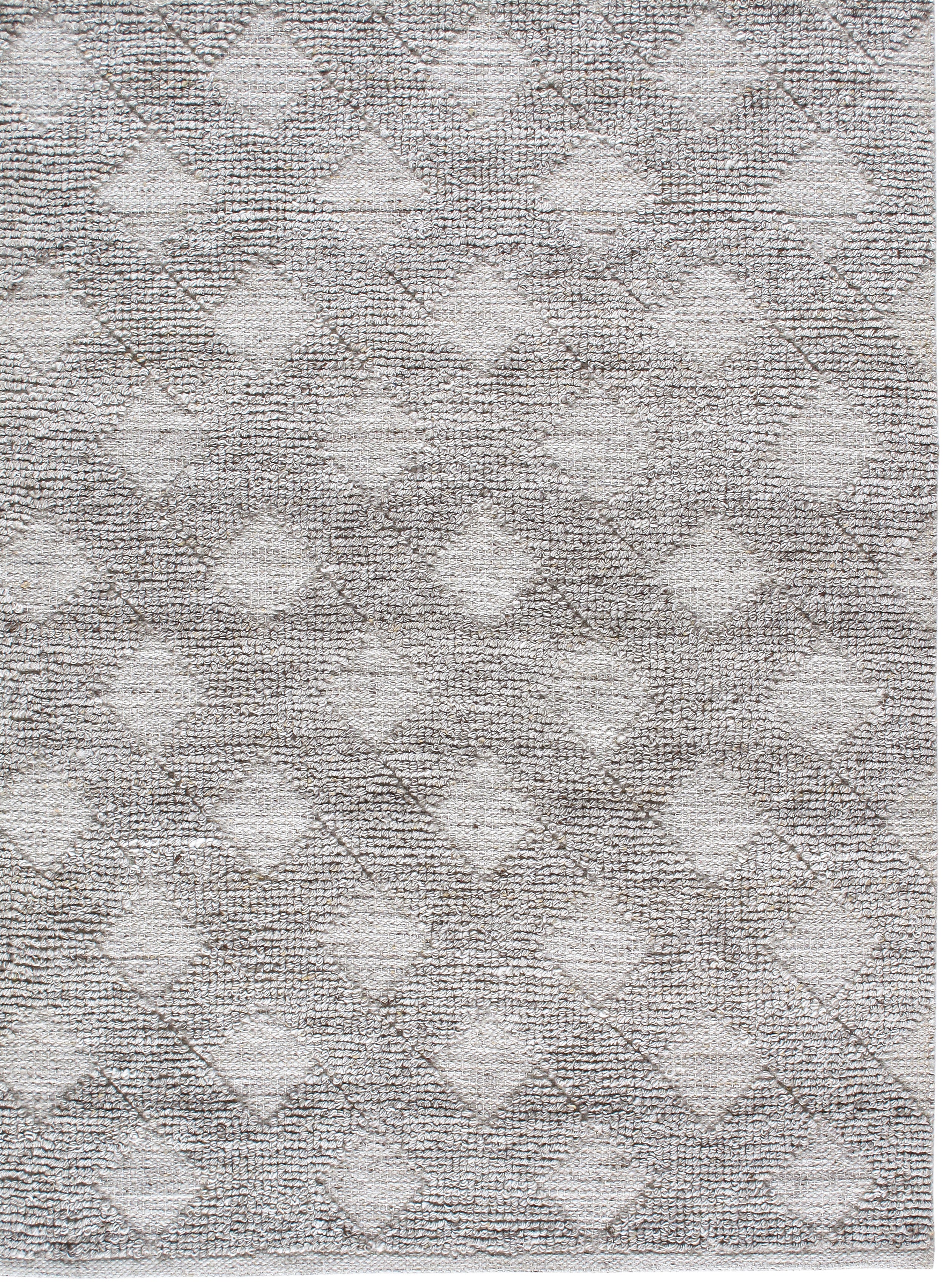 Textured Diamond Lattice Flatweave Rug in Gray and Ivory