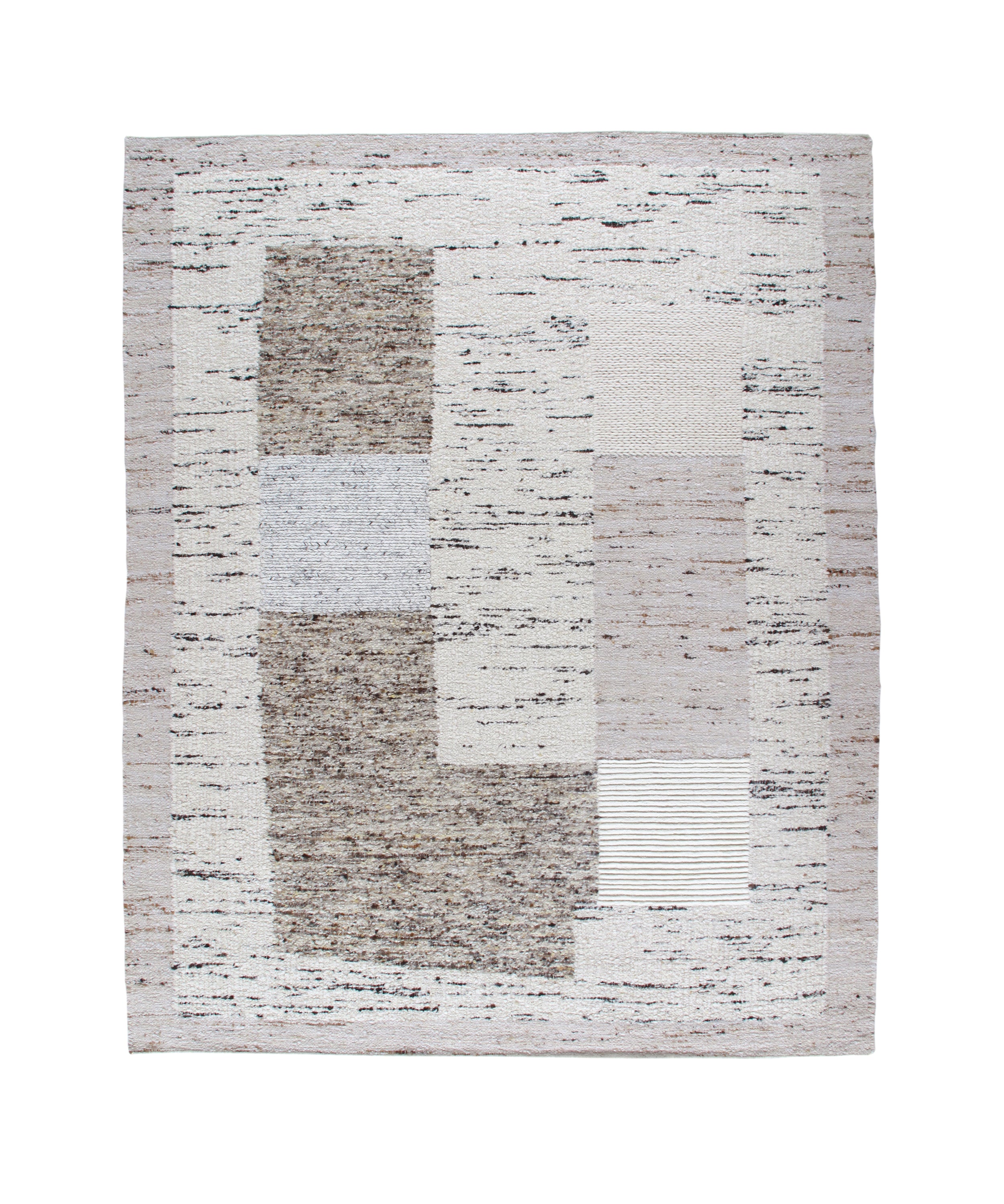 Modern Abstract Wool Rug in Neutral Earth and Ash Tones