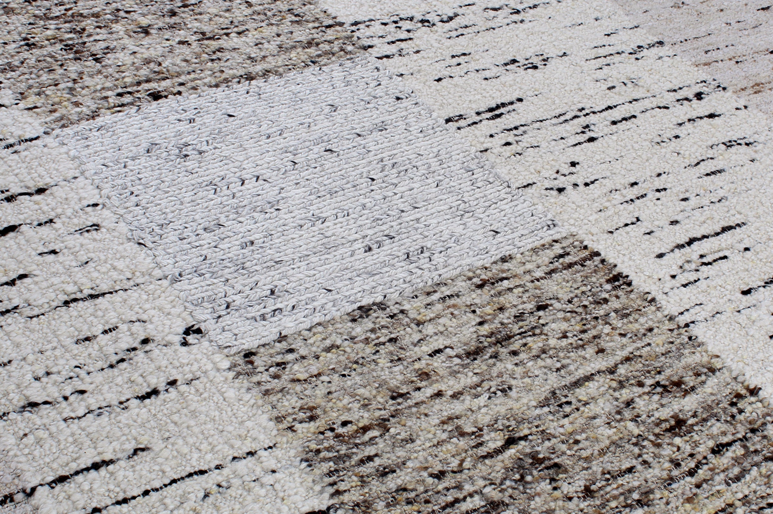 Modern Abstract Wool Rug in Neutral Earth and Ash Tones