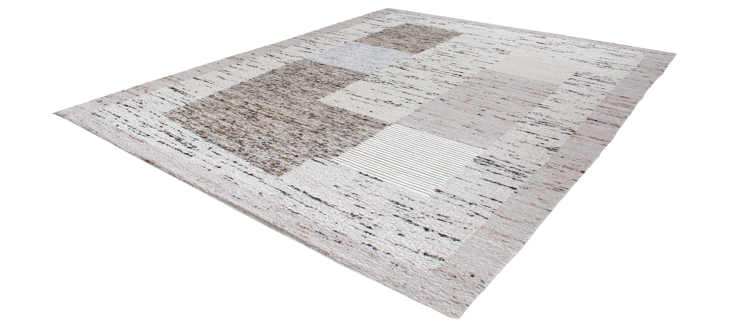 Modern Abstract Wool Rug in Neutral Earth and Ash Tones