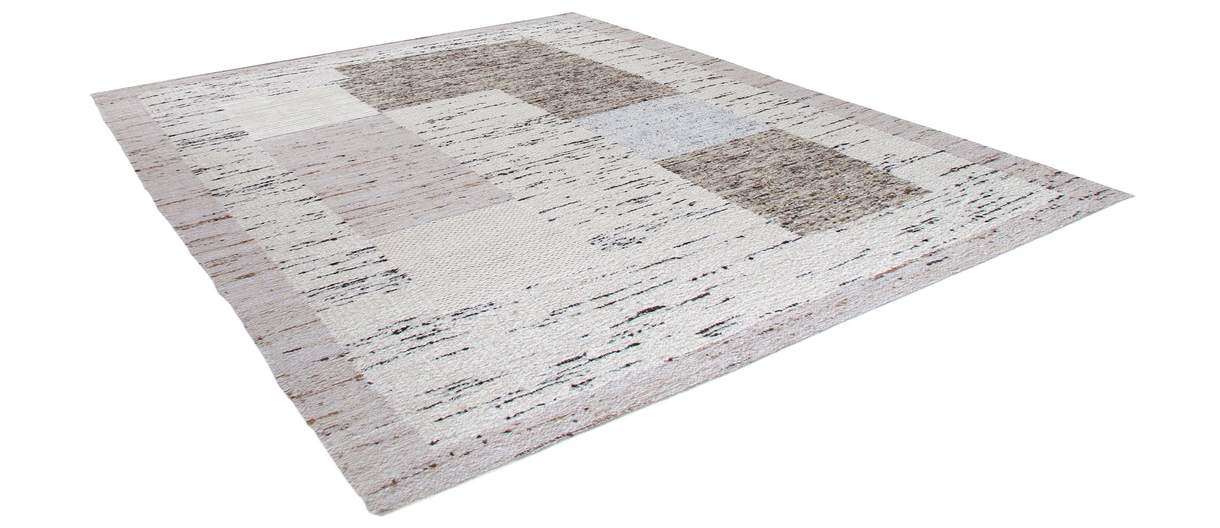 Modern Abstract Wool Rug in Neutral Earth and Ash Tones