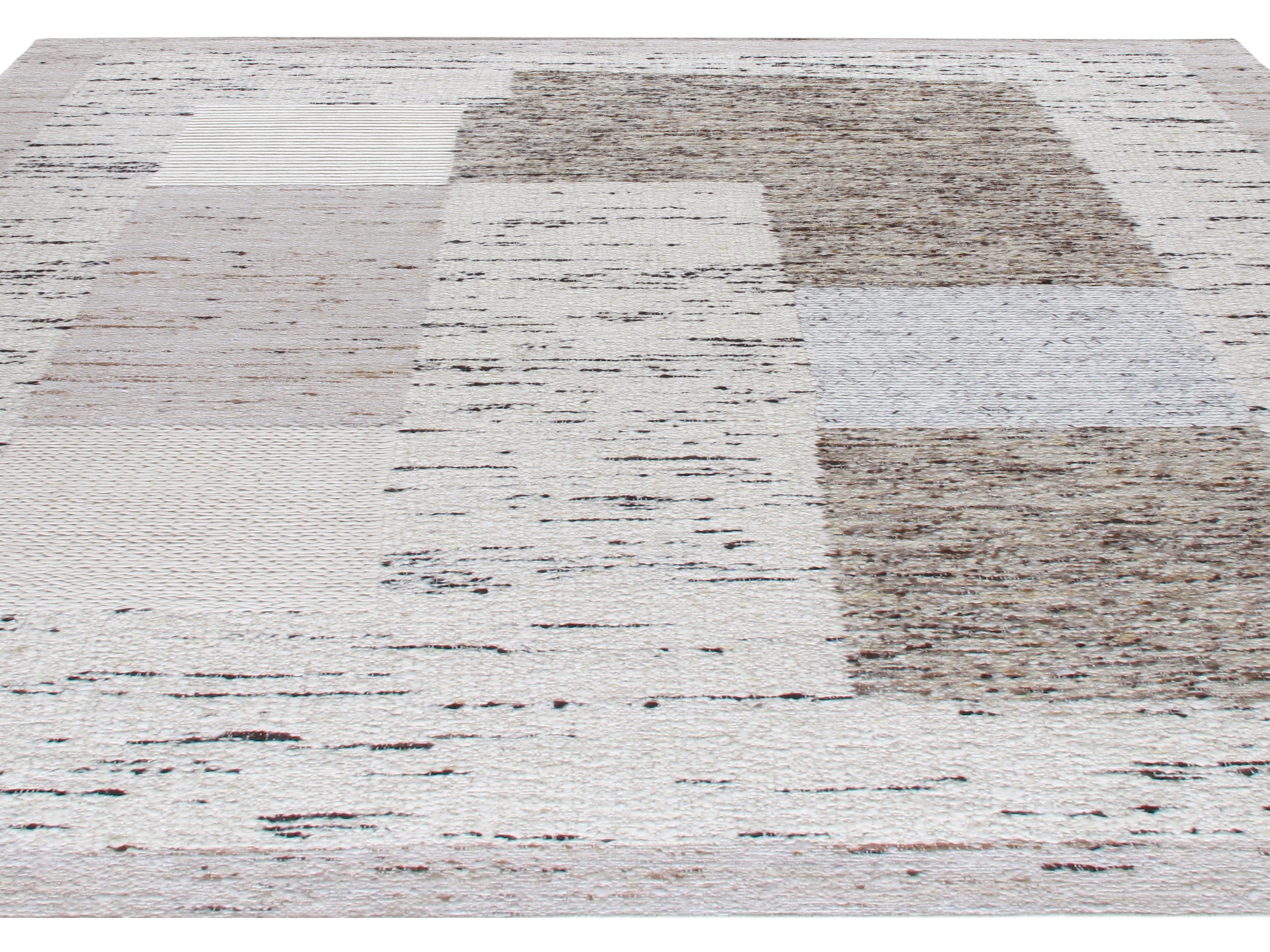 Modern Abstract Wool Rug in Neutral Earth and Ash Tones