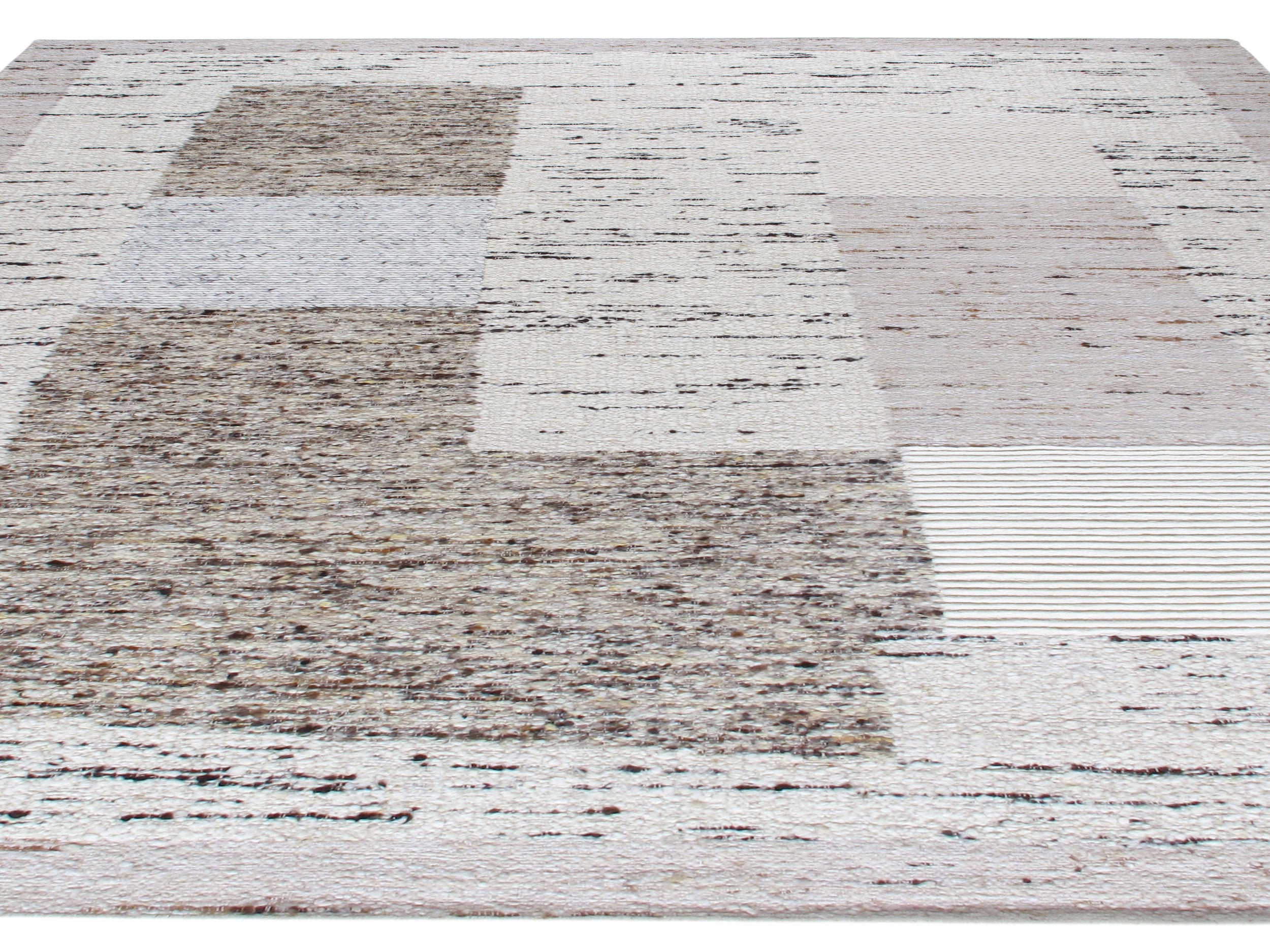 Modern Abstract Wool Rug in Neutral Earth and Ash Tones