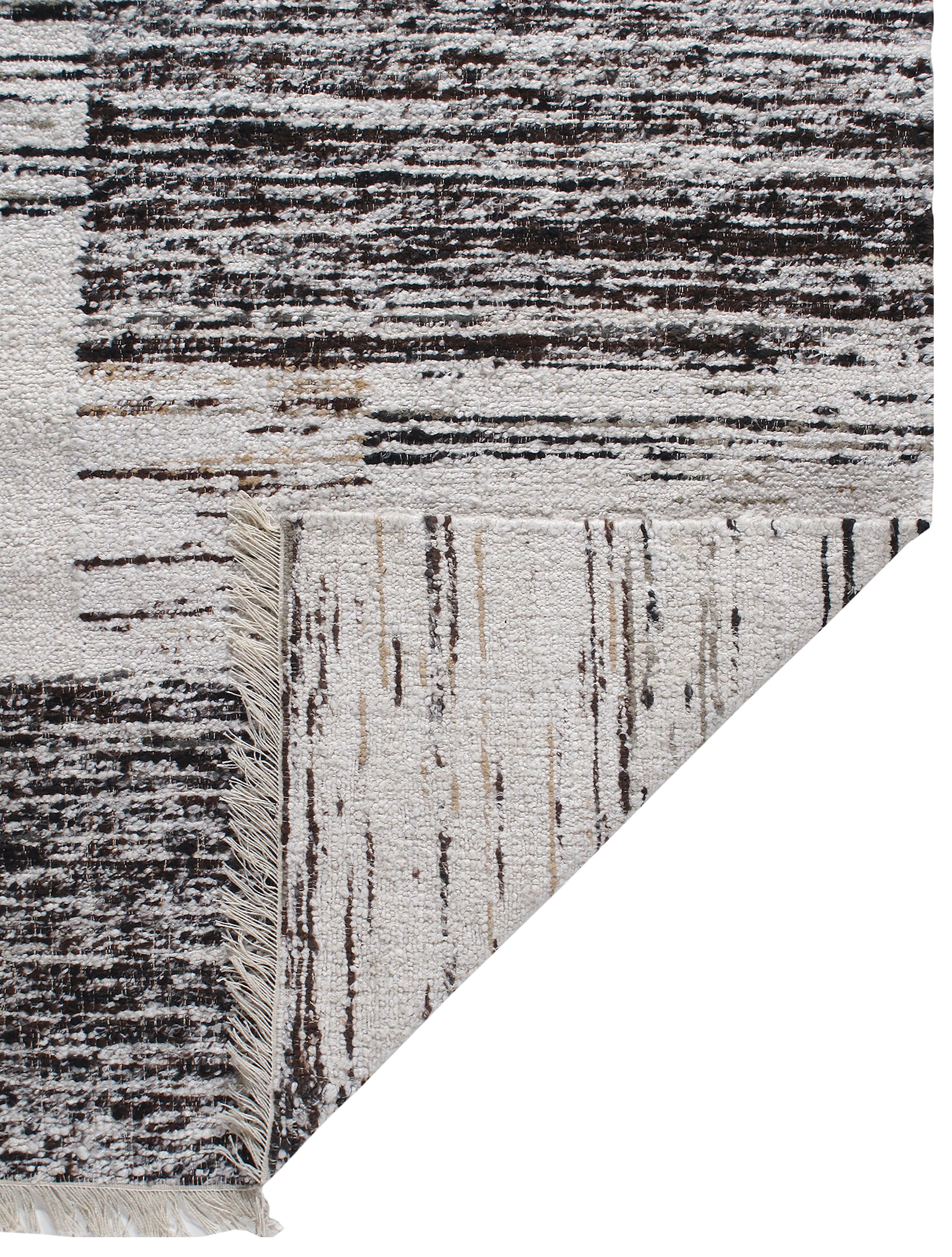 Monochrome Abstract Wool Rug in Charcoal, Ivory, and Taupe Blocks